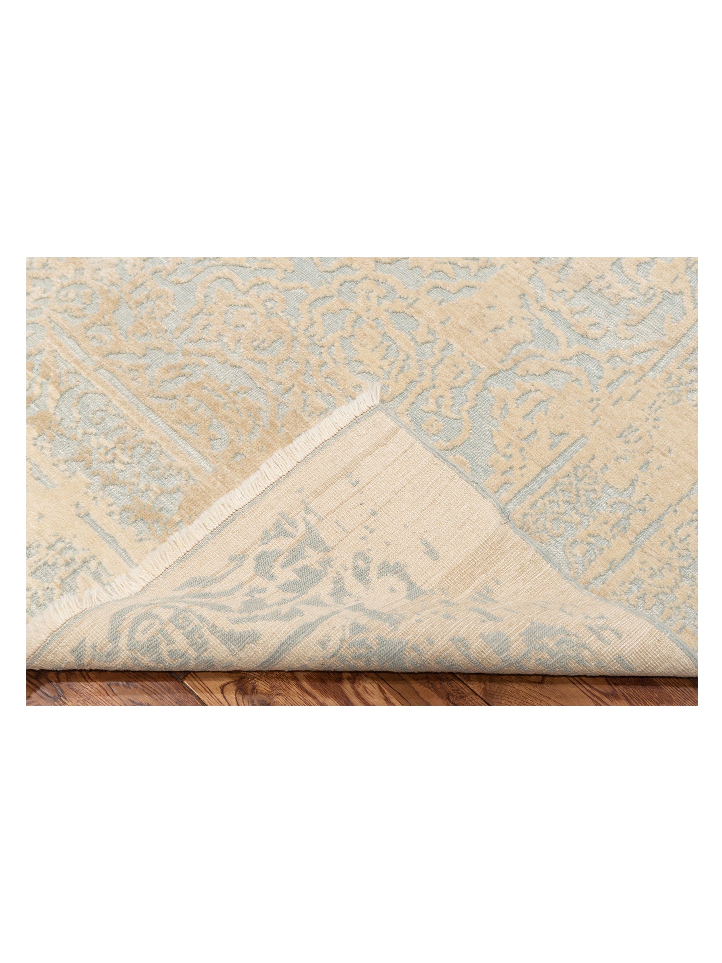 Defne Emet Ice Blue Beige 6.2x8.10 Hand Knotted Rug