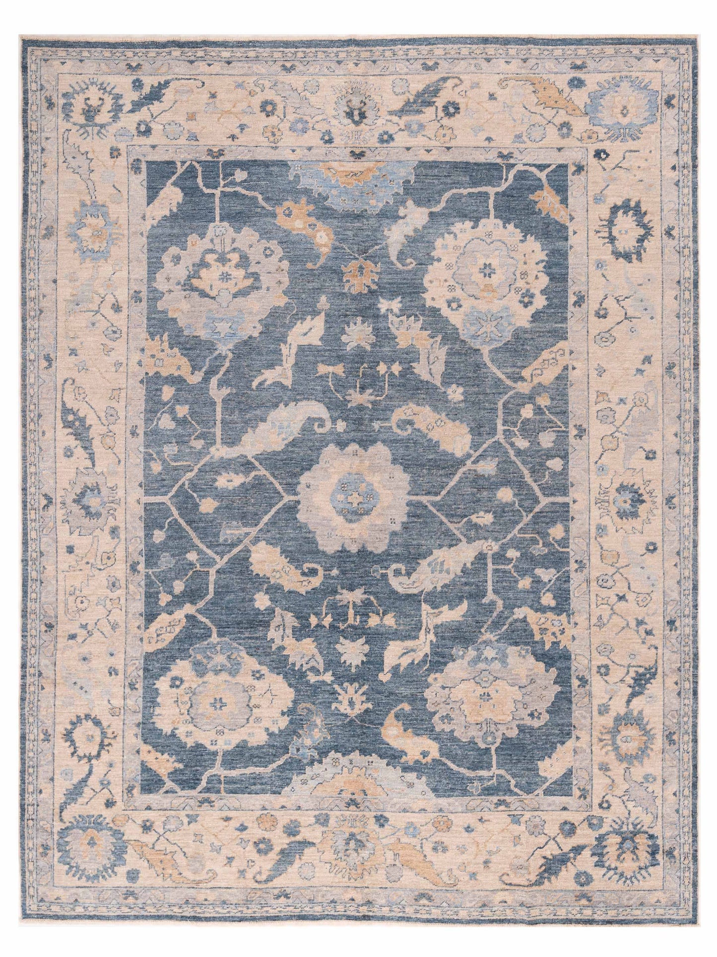 Anadol Angora Oushak  Dark Blue Silver Traditional