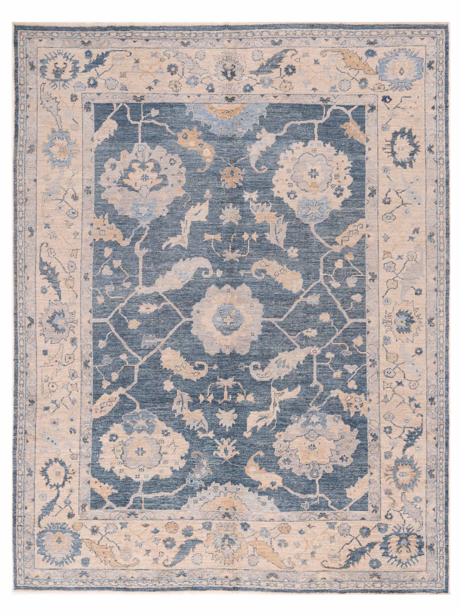 Anadol Angora Oushak  Dark Blue Silver Traditional