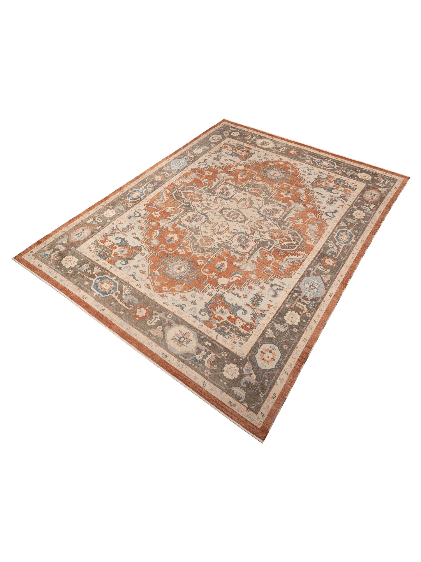 Angora Oushak 148183 Red Dark Brown 13x17.1 Hand Knotted Rug