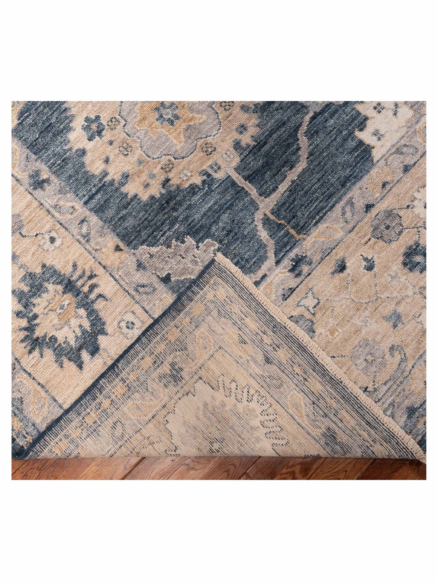 Angora Oushak 154999 Blue Cream 9.10x13.10 Hand Knotted Rug
