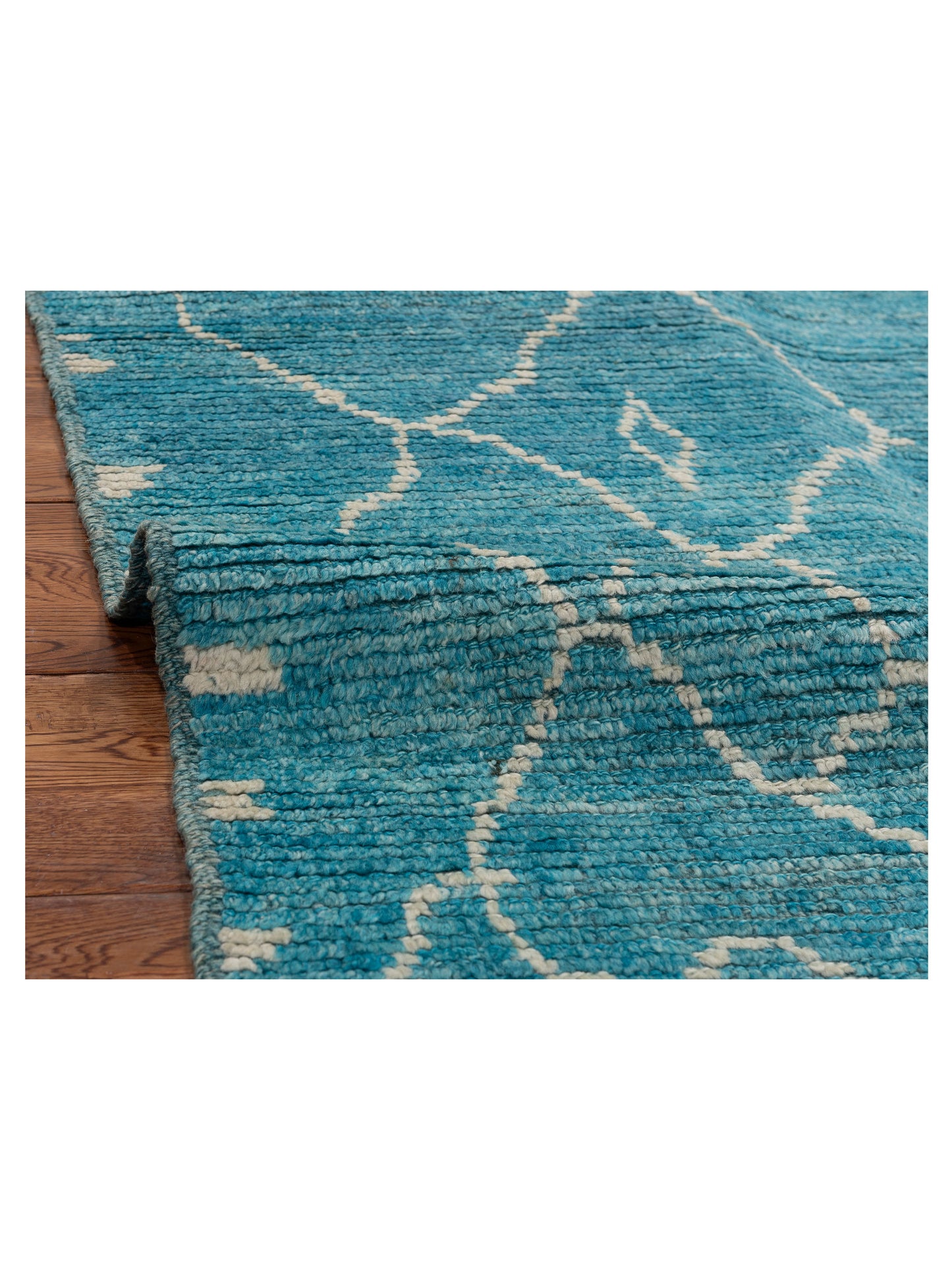Berber Aspendos Turquoise Ivory 5.7x7.9 Hand Knotted Rug