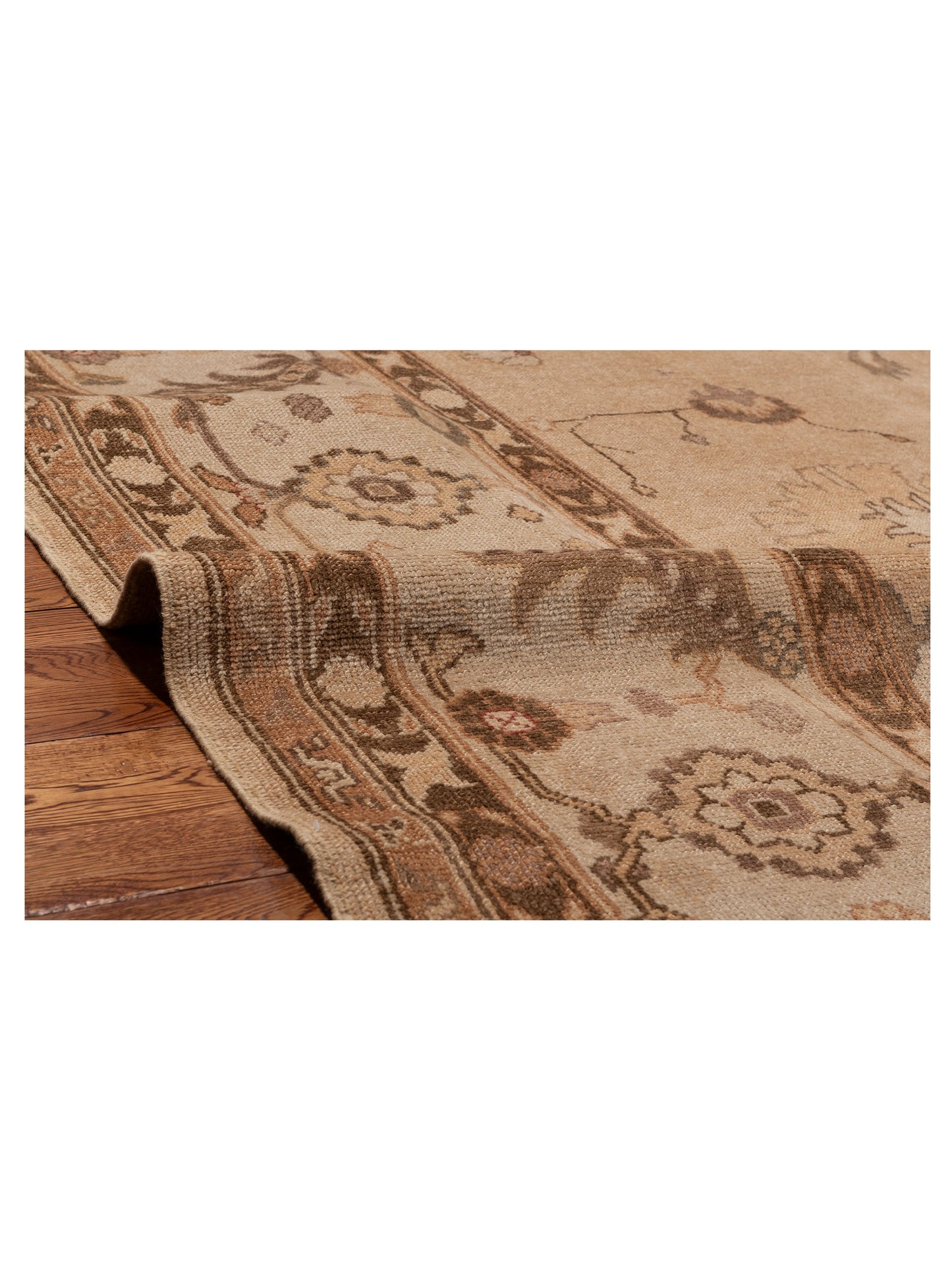 Angora Oushak 93039 Camel Ivory 12.4x17.3 Hand Knotted Rug