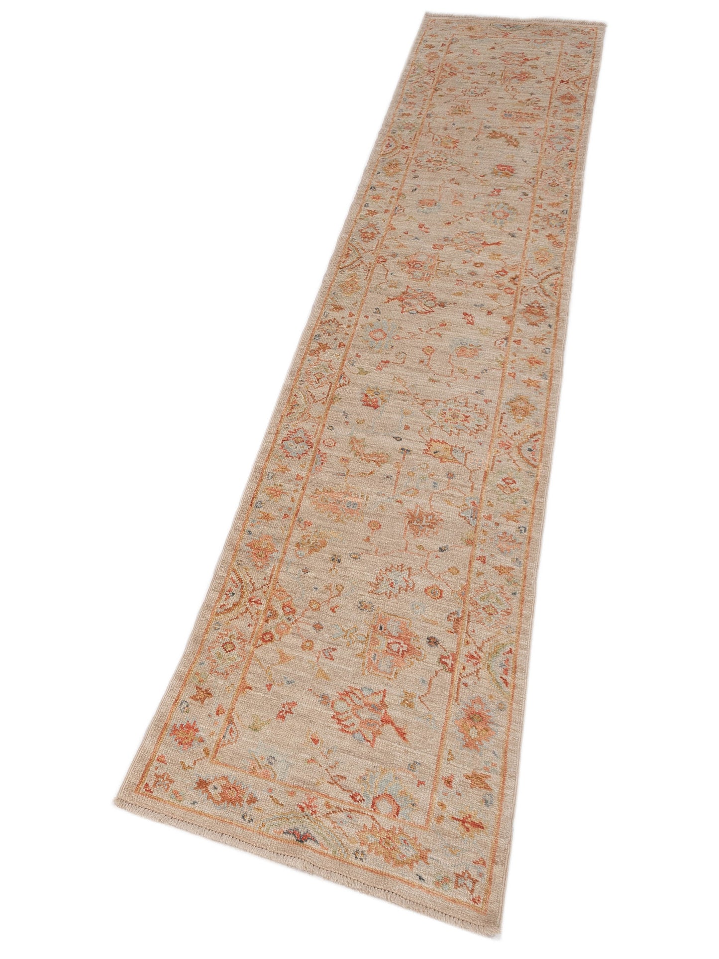 Angora Oushak 150236 Cream Cream 2.7x13.6 Hand Knotted Rug