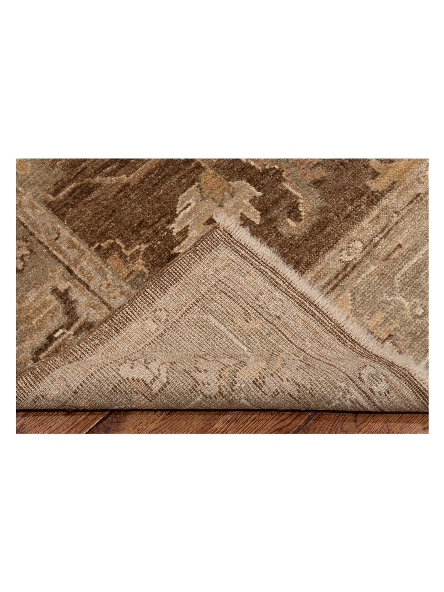 Angora Oushak 129130 Brown Green 6.1x7.5 Hand Knotted Rug