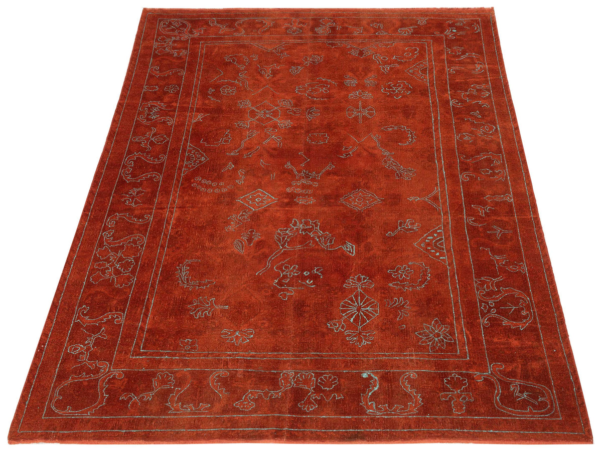 Vintage 78305 Orange 7.8x10.10 Hand Knotted Rug