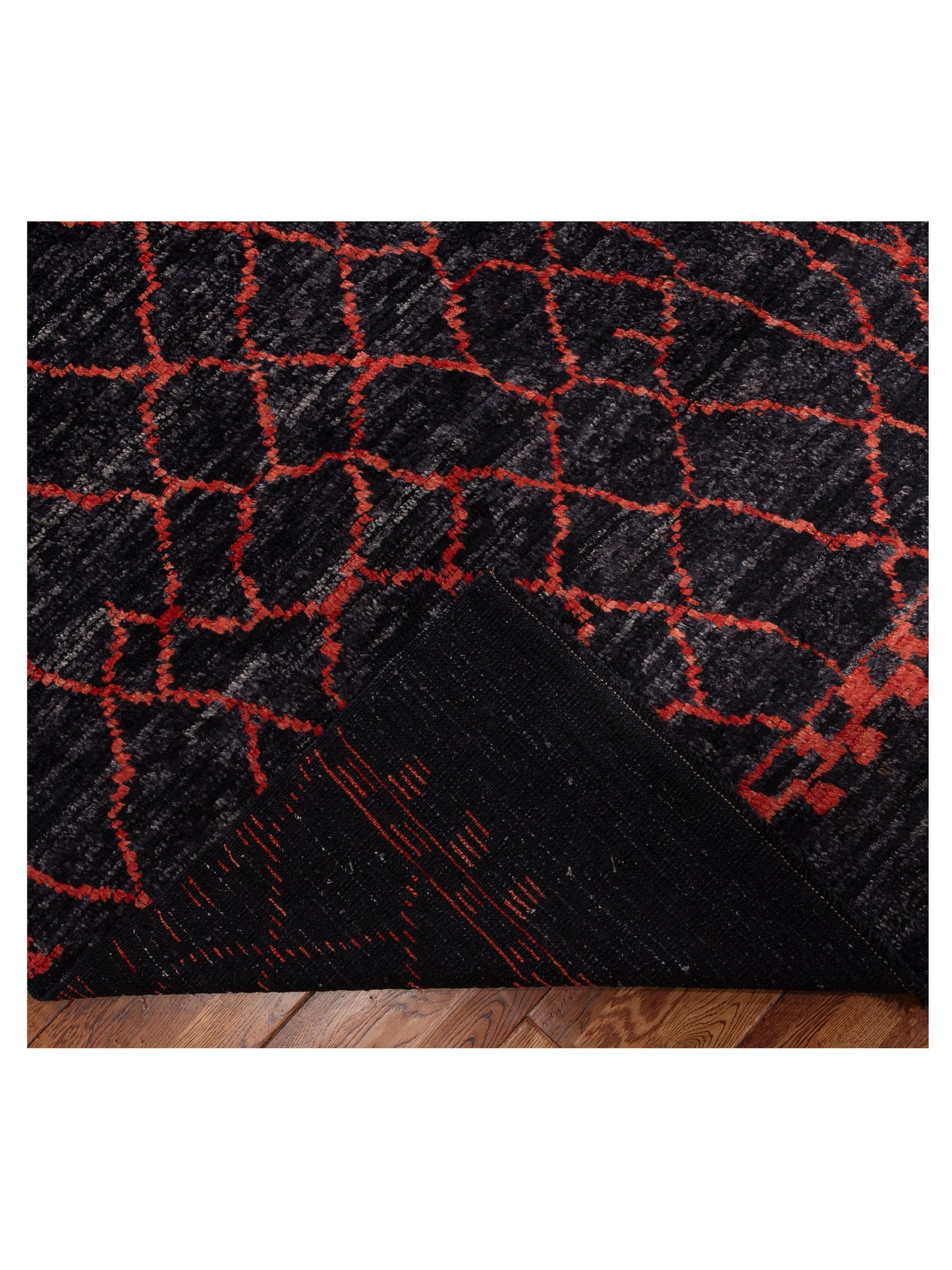 Berber Aspendos Charcoal Red 9.5x13.1 Hand Knotted Rug