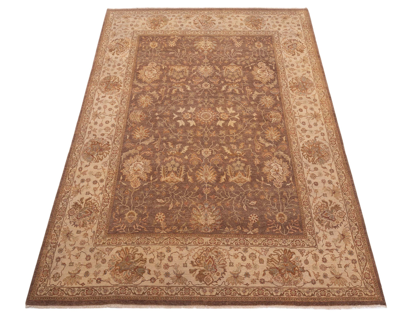 Ghazani 98694 Brown Ivory 9x12.4 Hand Knotted Rug