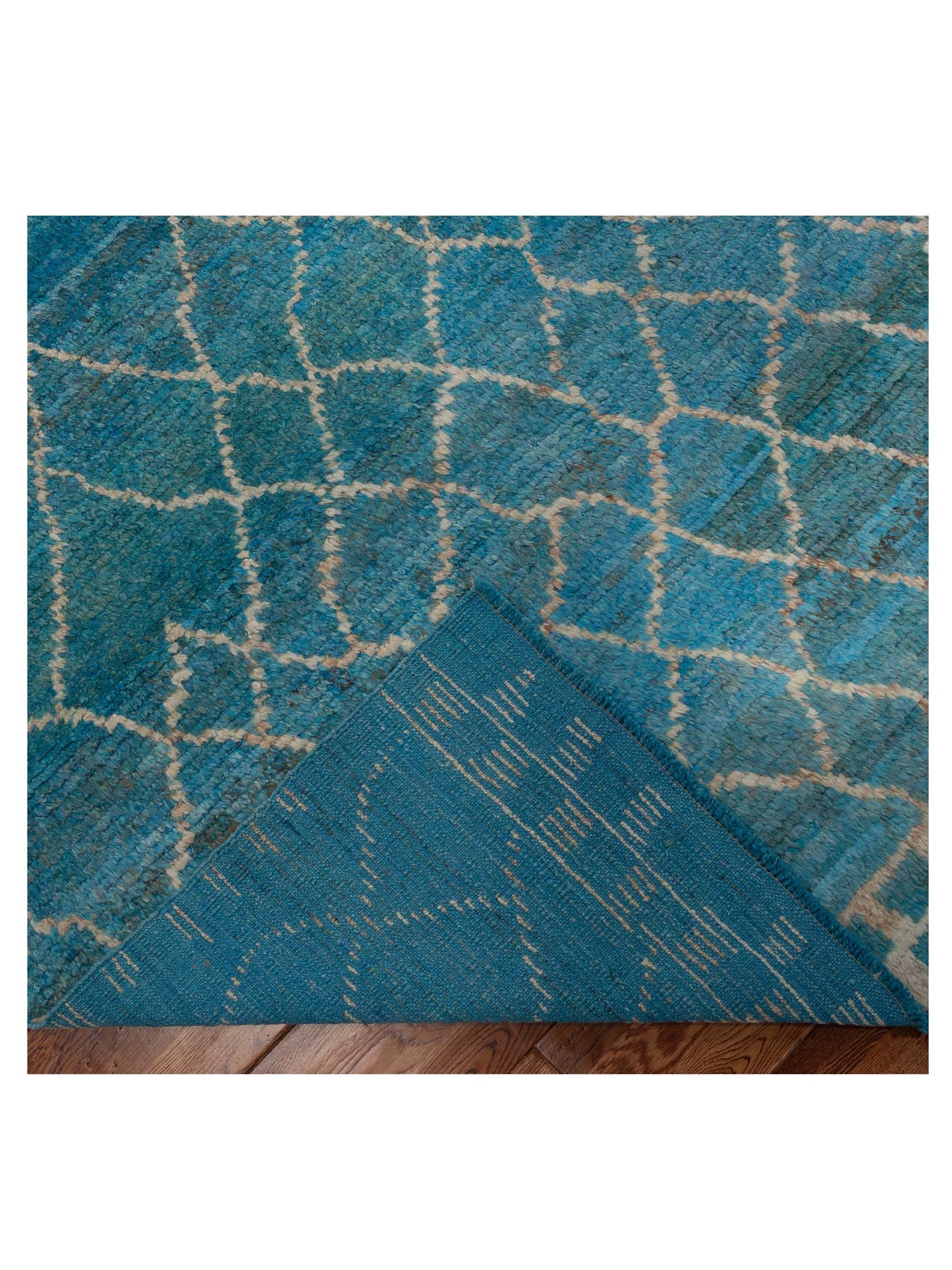 Berber Aspendos Sky Blue Ivory 9.2x13.1 Hand Knotted Rug