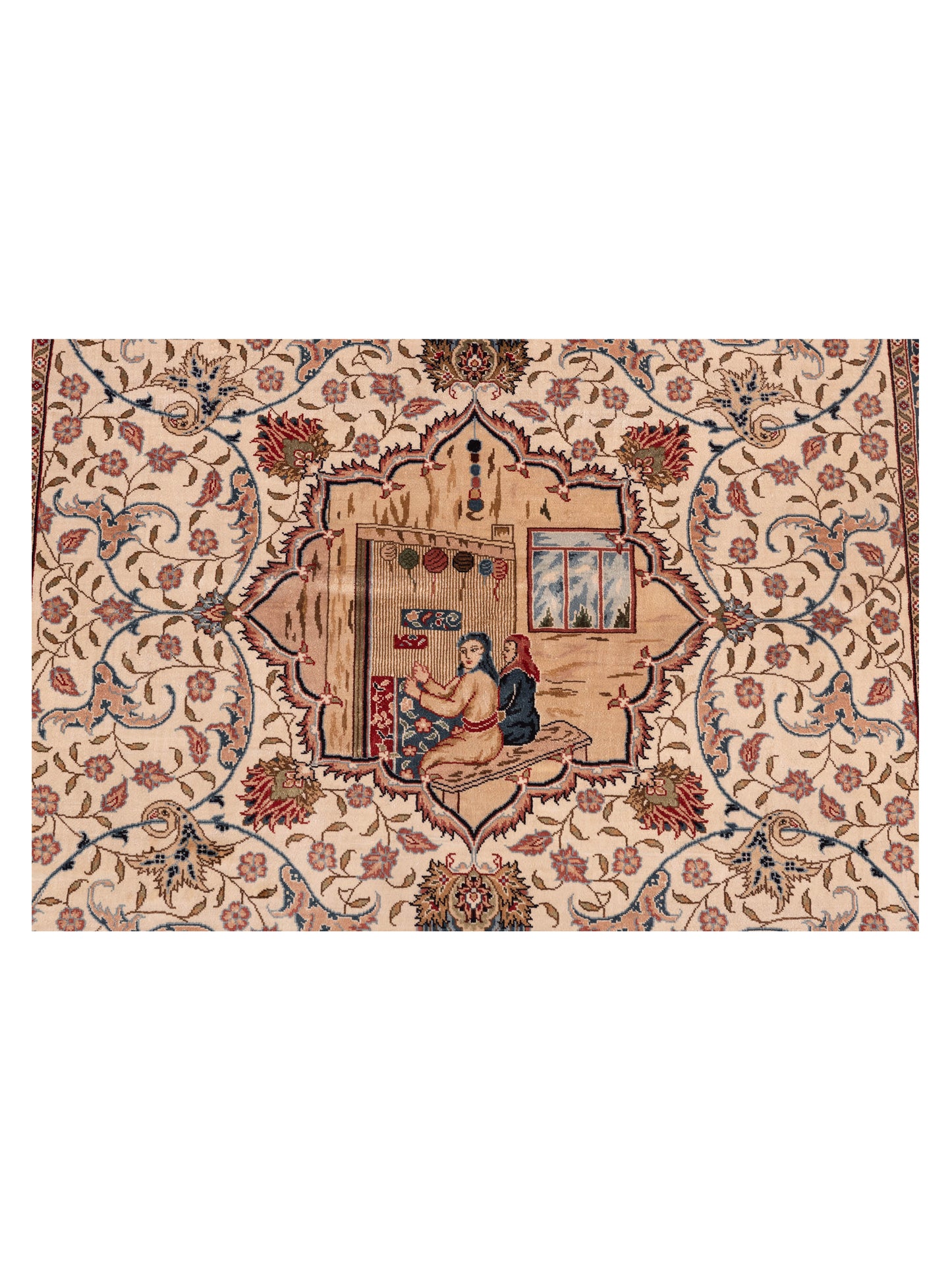 Pure Silk 125286 Ivory Pink 3.1x5.1 Hand Knotted Rug