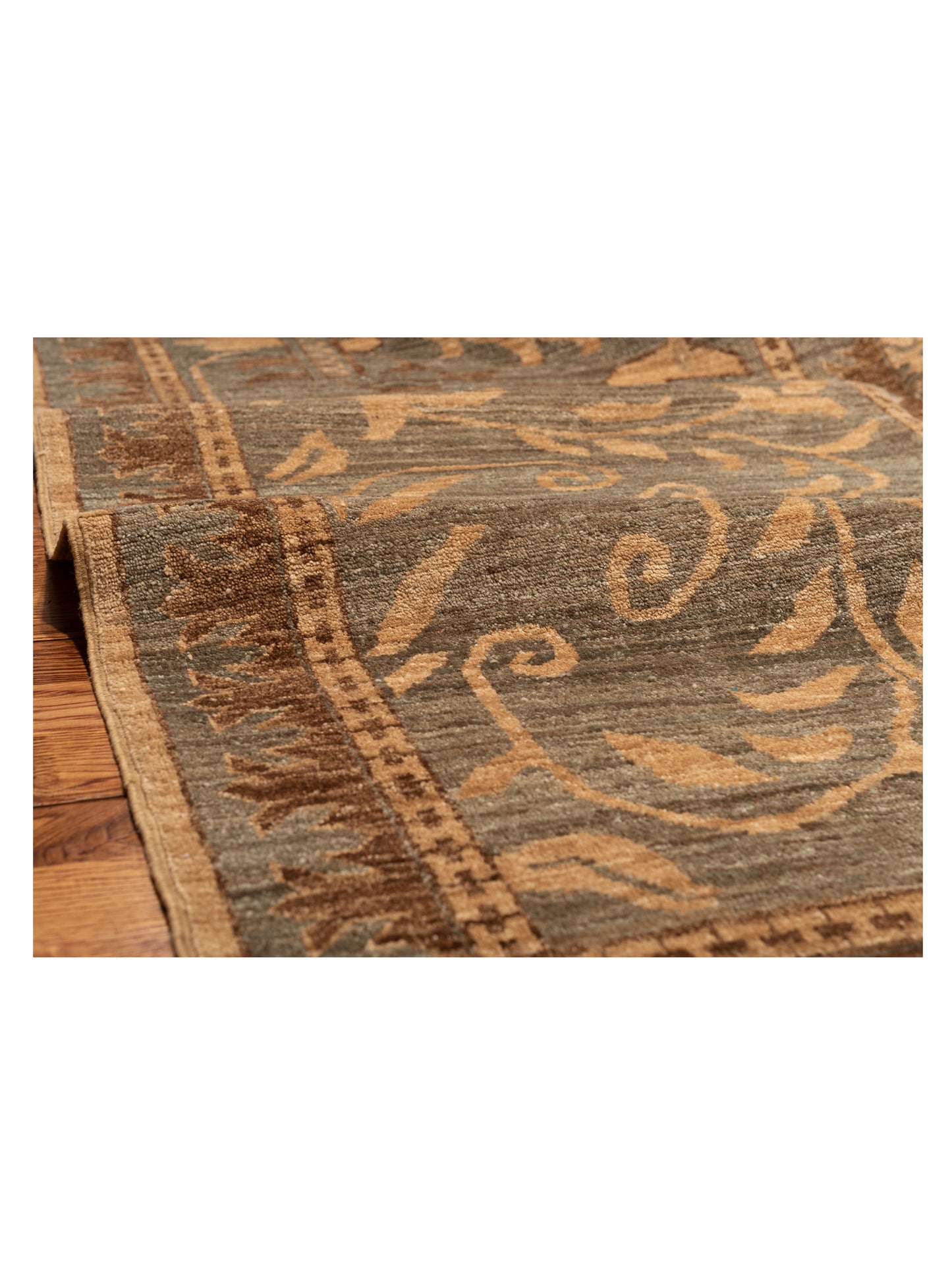Elvan Julide Beige Green 16.7x16.7 Hand Knotted Rug