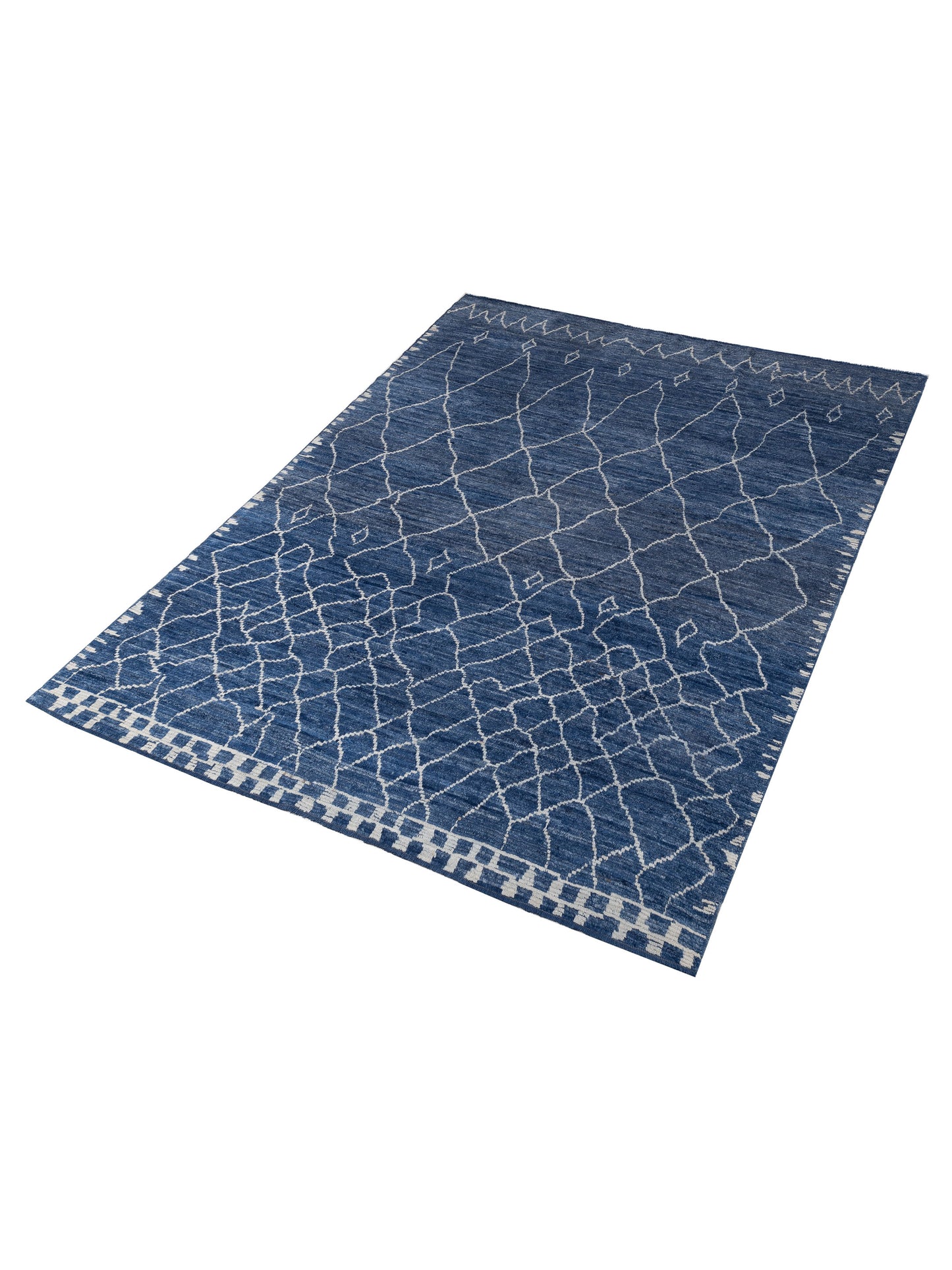 Berber Aspendos Blue Ivory 8.9x11.7 Hand Knotted Rug