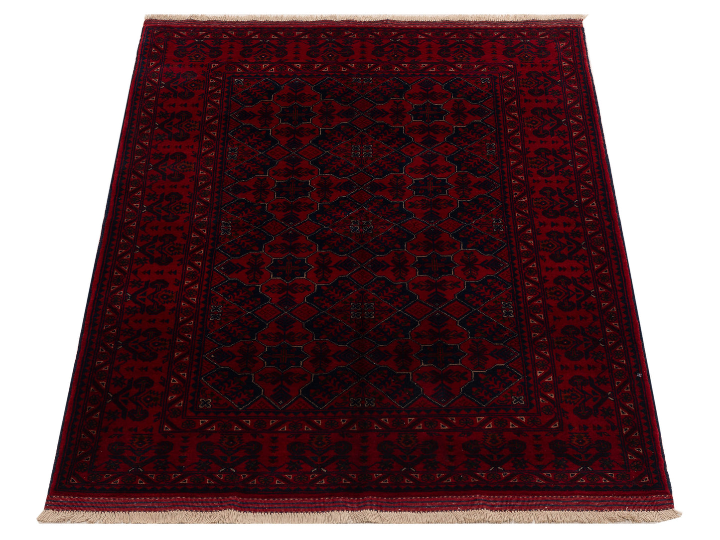 Afghan Belcik 152049 Red Red 4x6.1 Hand Knotted Rug