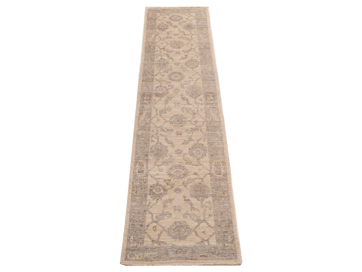 Angora Oushak 154093 Ivory Brown 2.5x11.4 Hand Knotted Rug