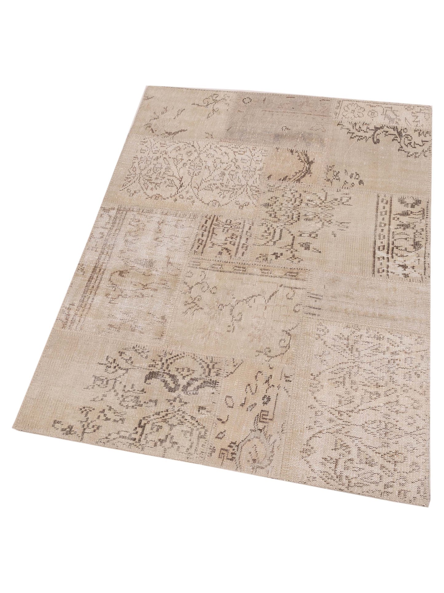 Turkish Vestige Patchwork 125473 Natural 4x5.11 Hand Knotted Rug