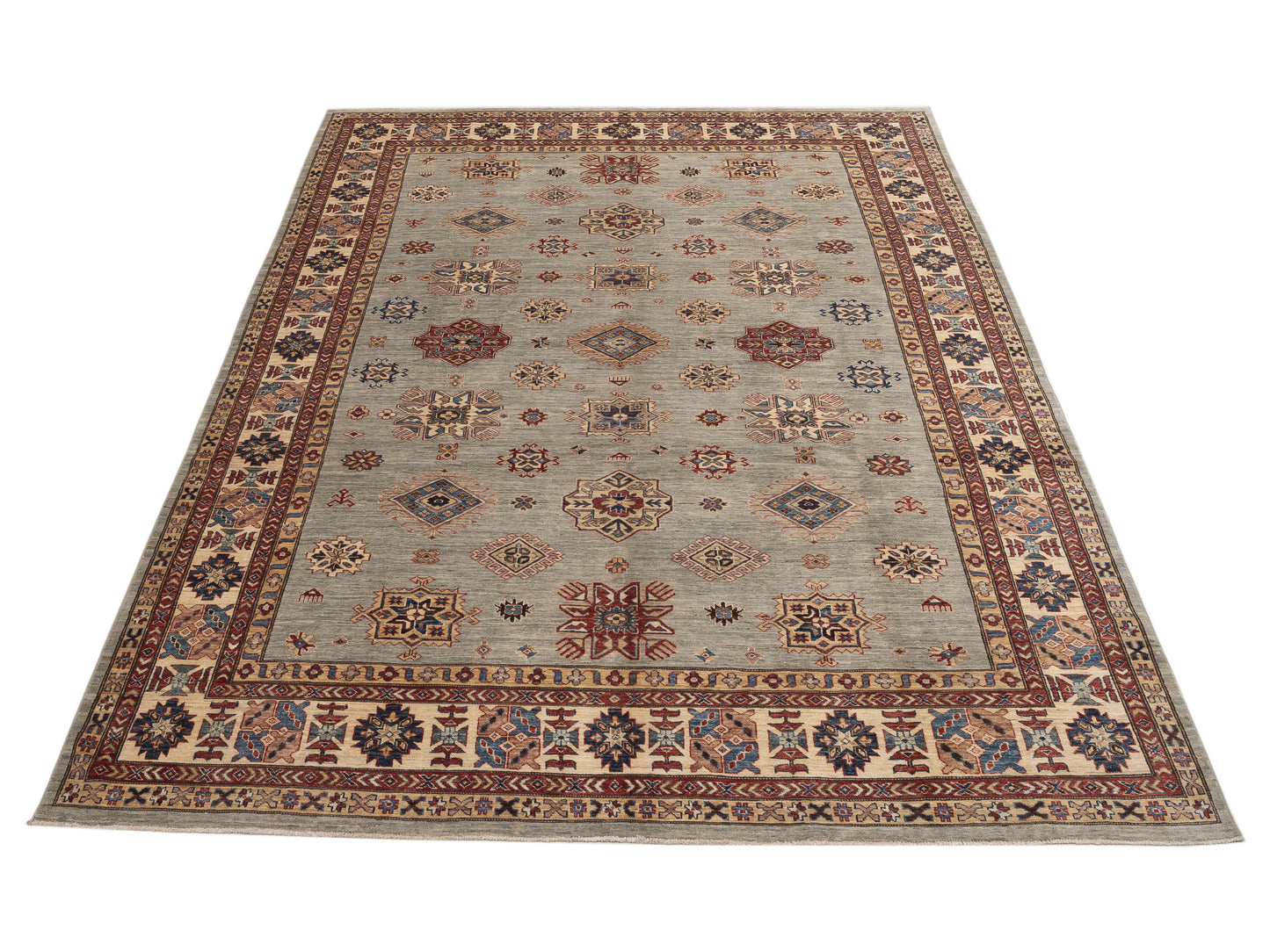 Kazak 151704 Light Gray Ivory 9.2x12.5 Hand Knotted Rug