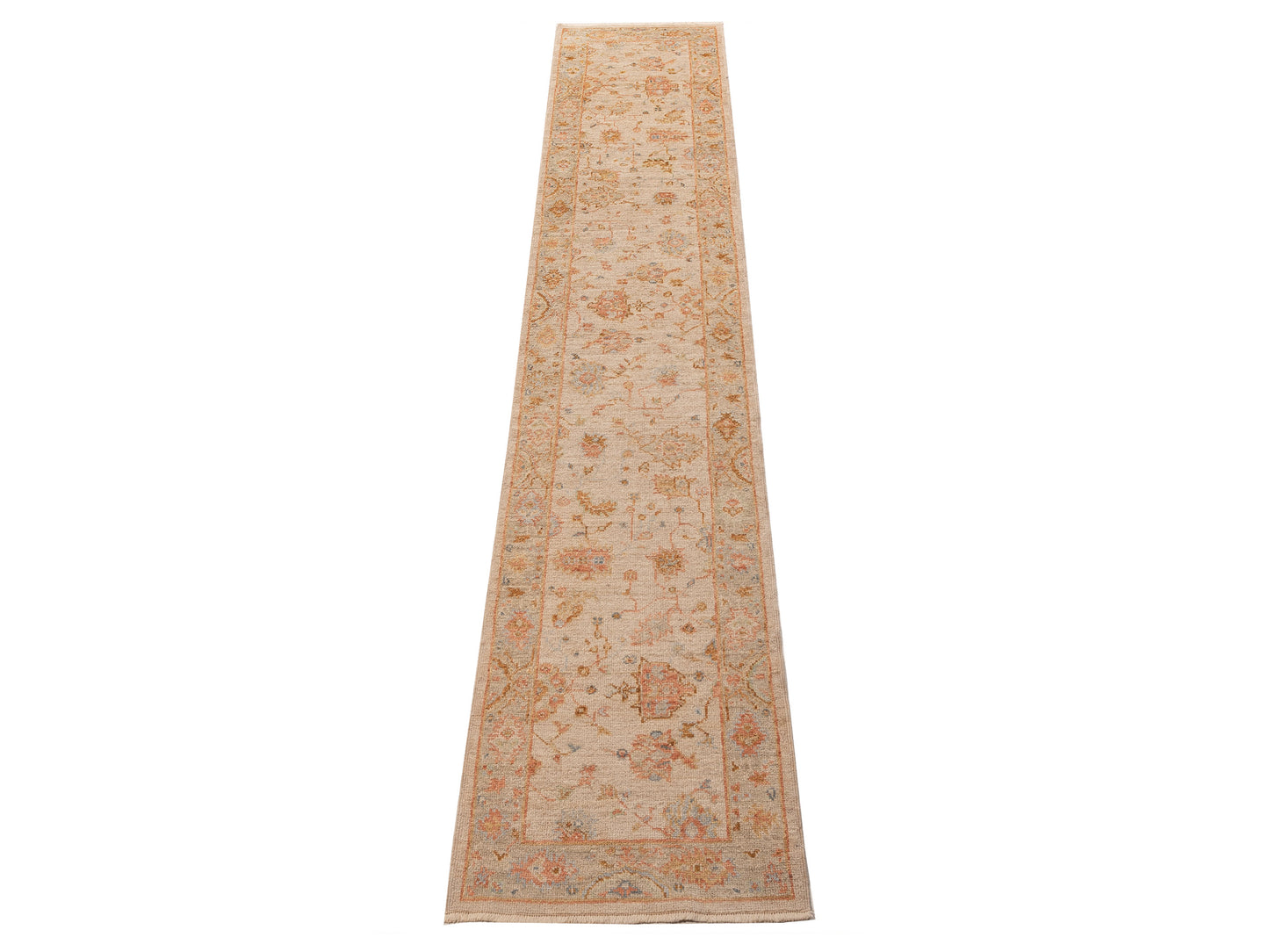 Angora Oushak 149631 Ivory Silver 2.6x13.8 Hand Knotted Rug