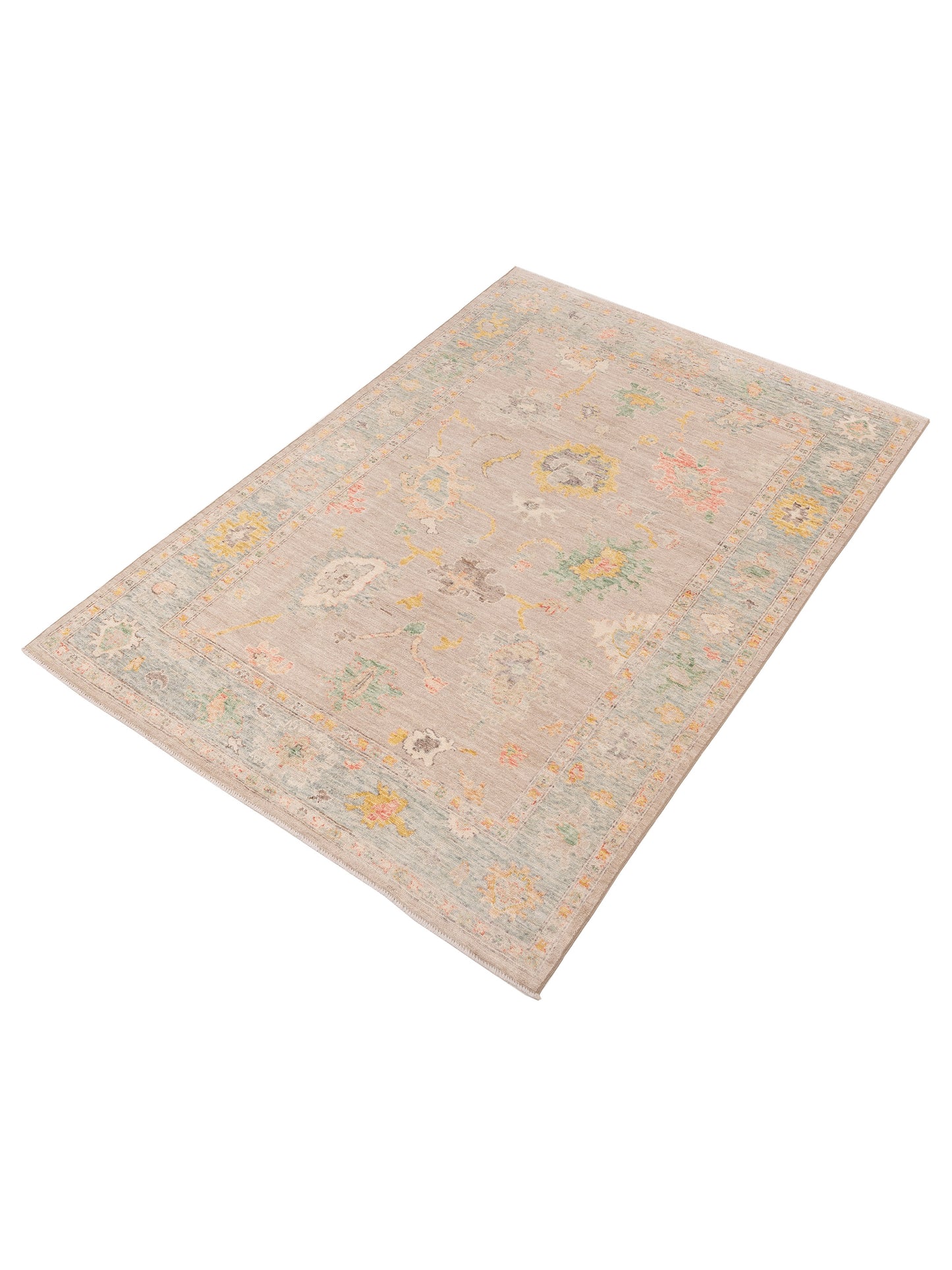 Anadol Oushak 151509 Light Gray Light Green 6.1x8.7 Hand Knotted Rug