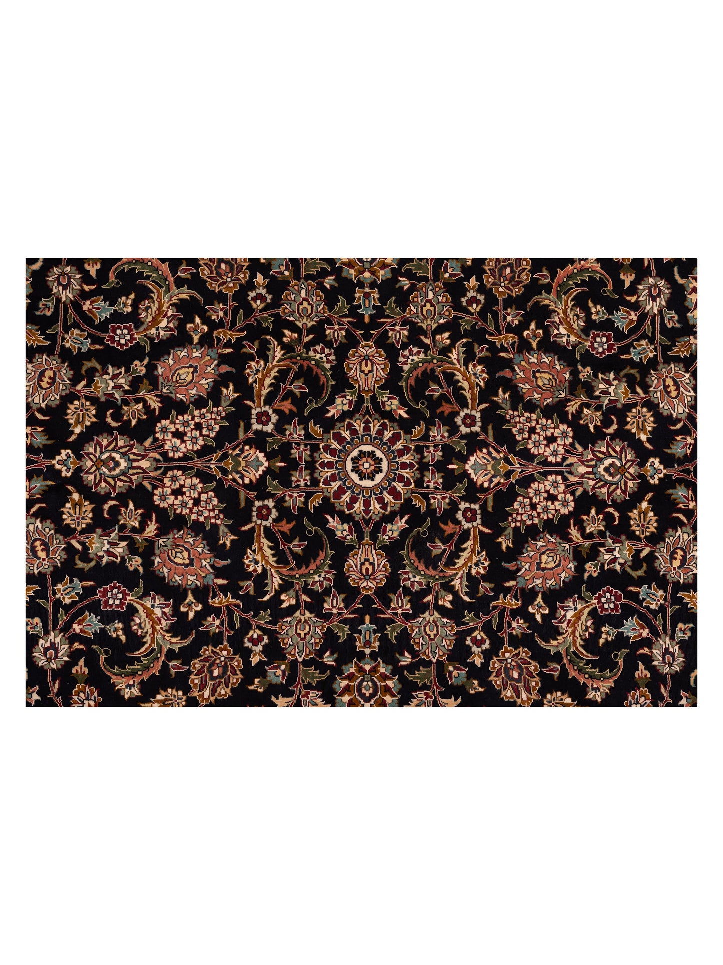 Pure Silk 125293 Navy Red 6.1x6.1 Hand Knotted Rug