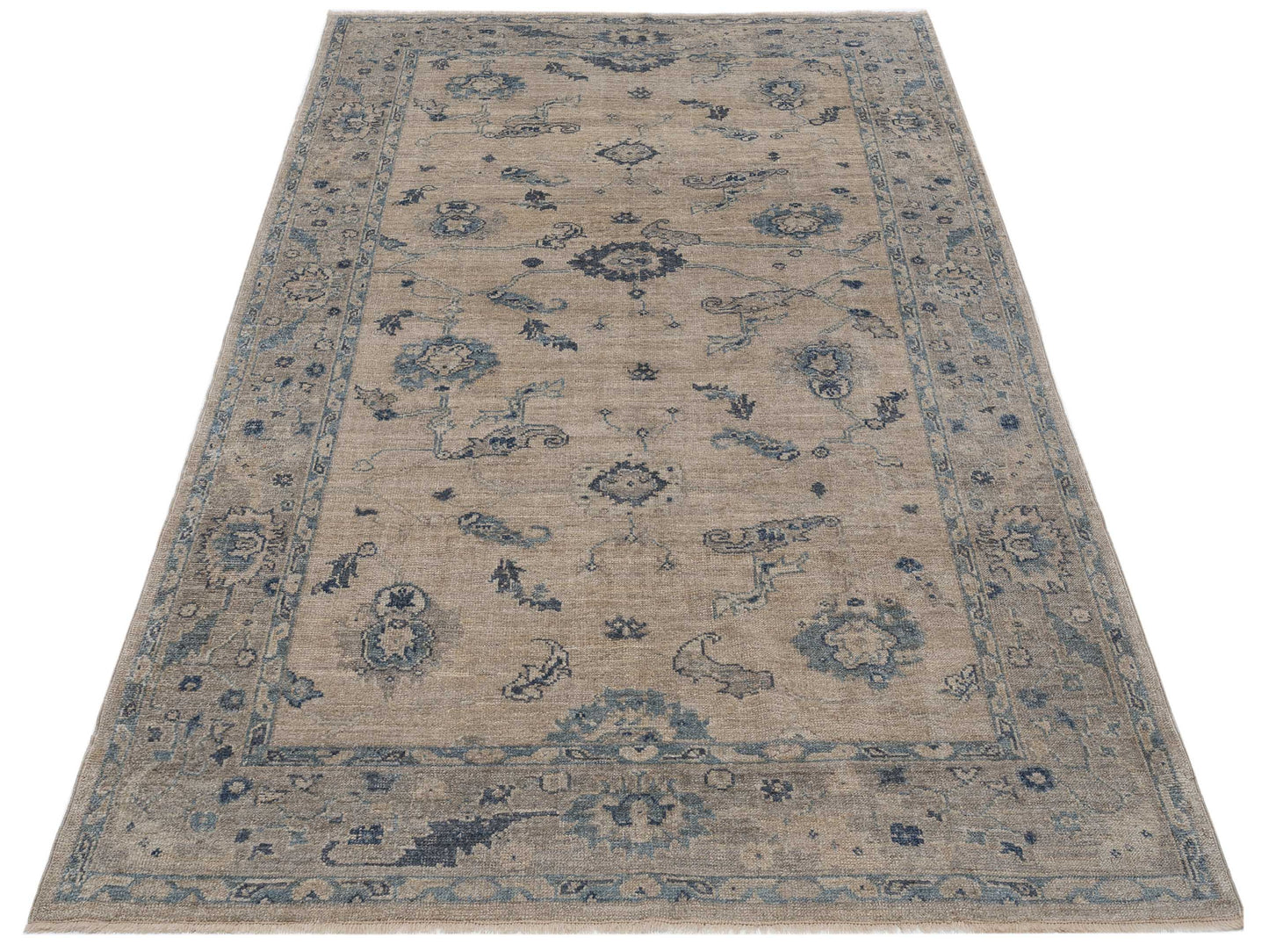 Angora Oushak 129164 Gray Gray 6.6x10.6 Hand Knotted Rug