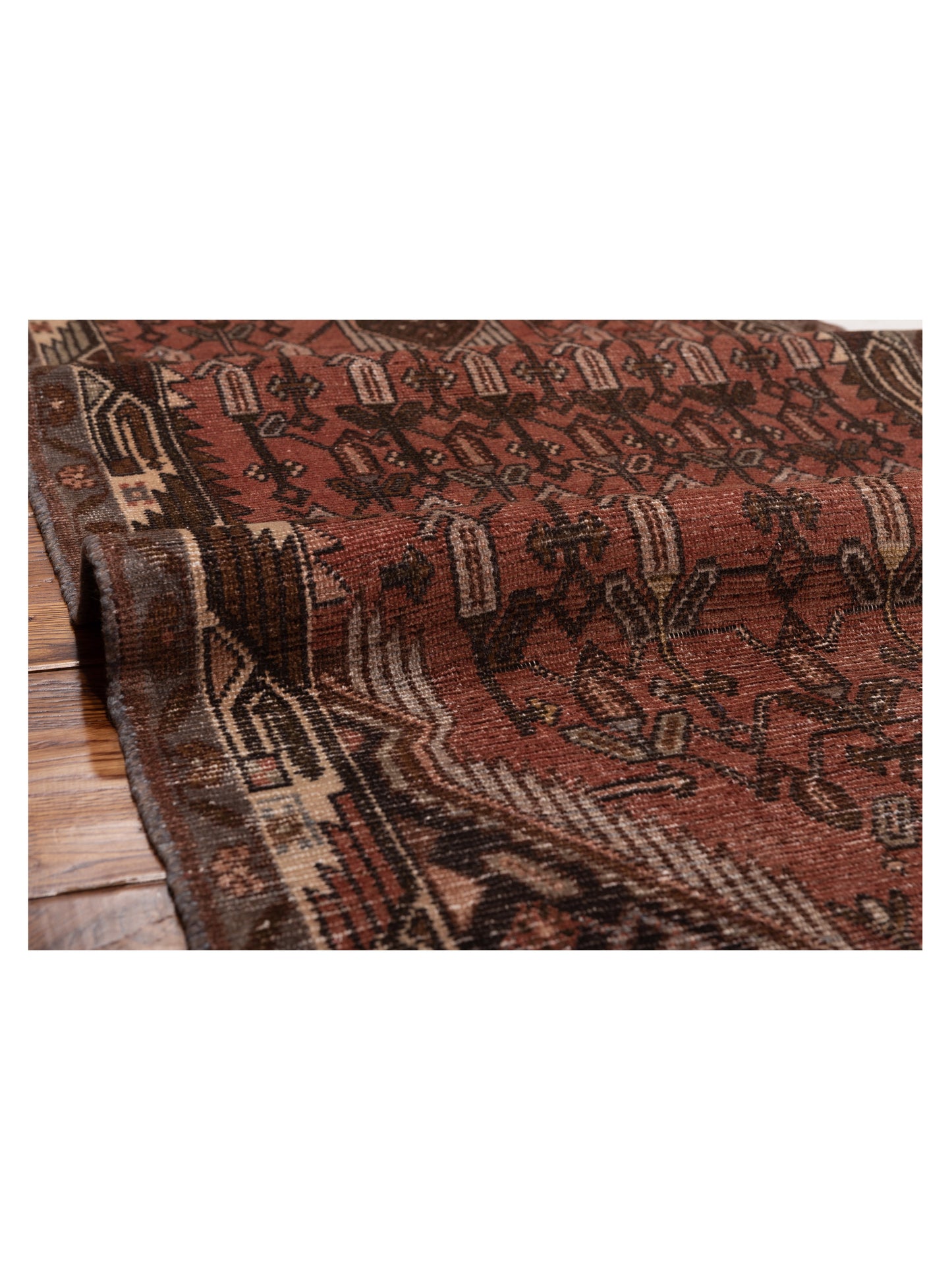 Persian 147701 Rust Ivory 2.8x9.5 Hand Knotted Rug