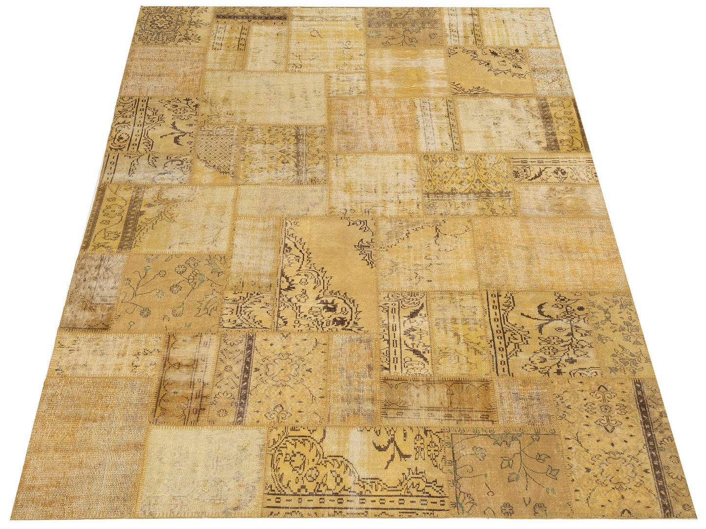 Turkish Vestige Patchwork 131008 Yellow 9x11.11 Hand Knotted Rug