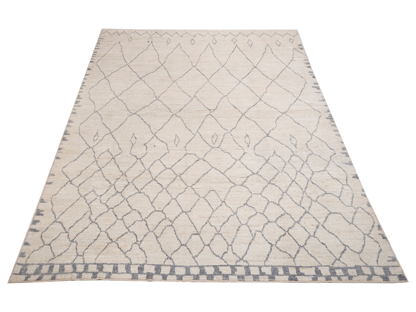 Berber Ivory Gray 12.3x15.6 Hand Knotted Rug