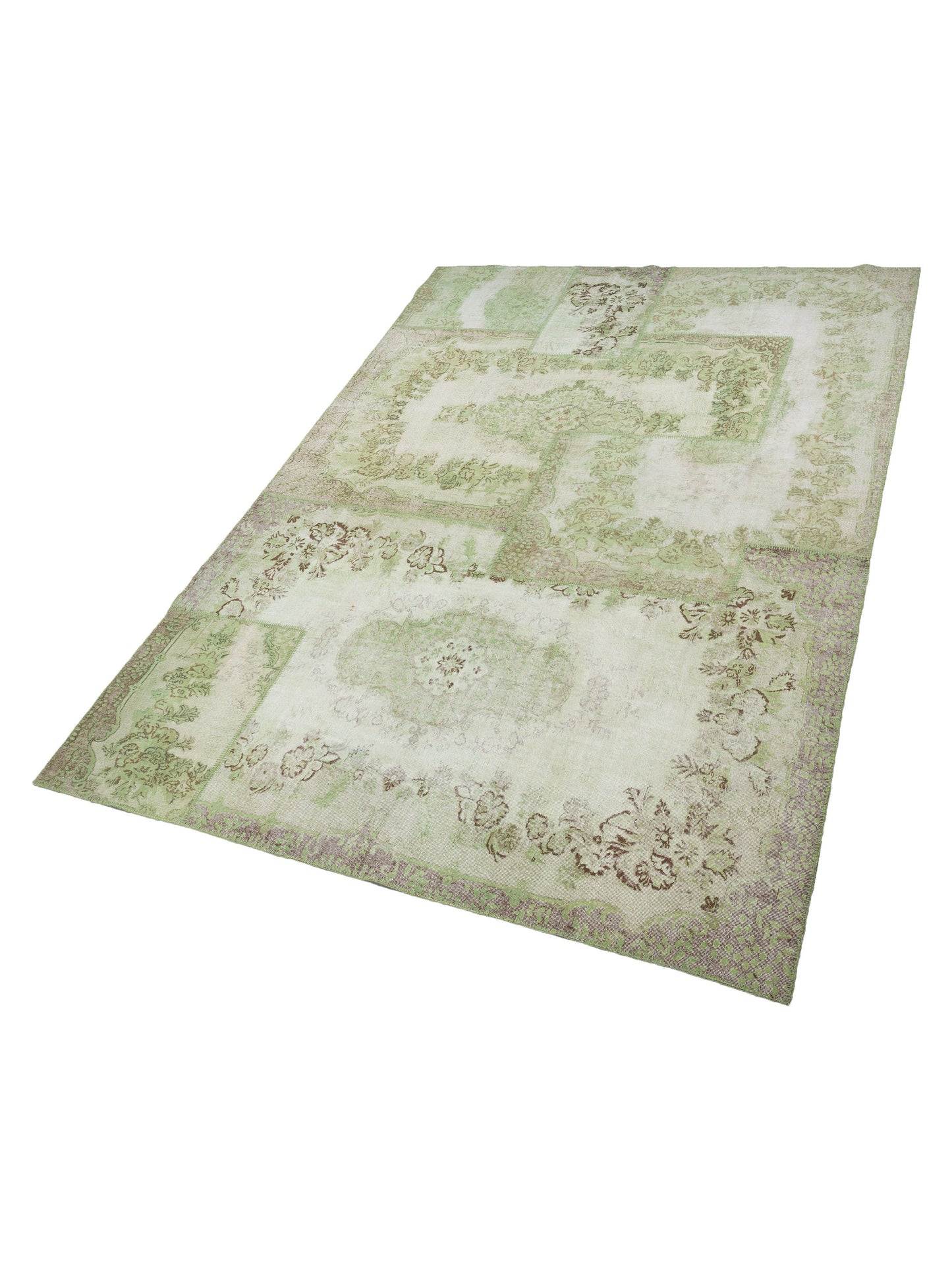 Turkish Vestige Patchwork 146031 Green 10.1x13.10 Hand Knotted Rug