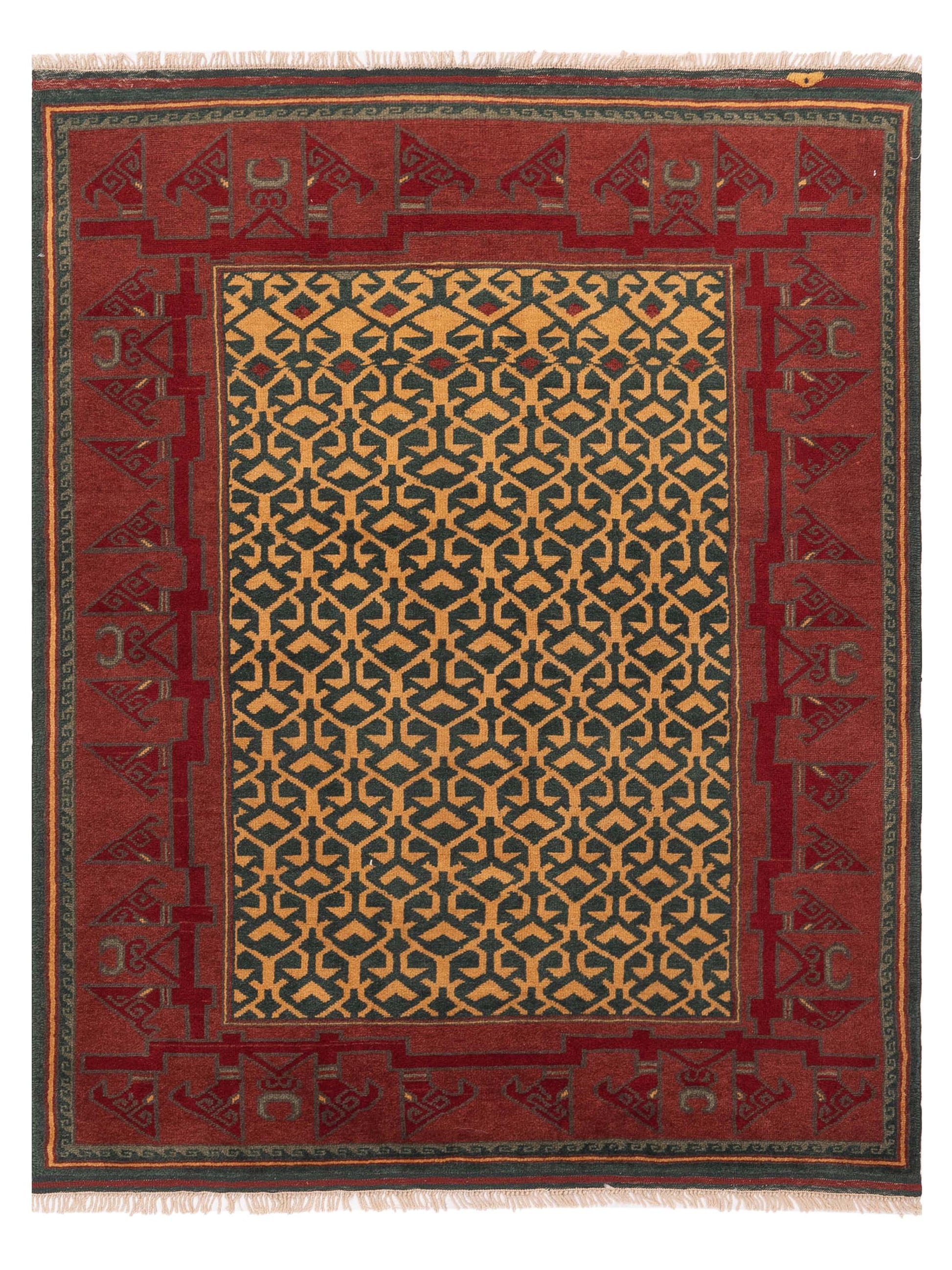 Pasha Turkish Shirwan  Teal Green Brick Traditional