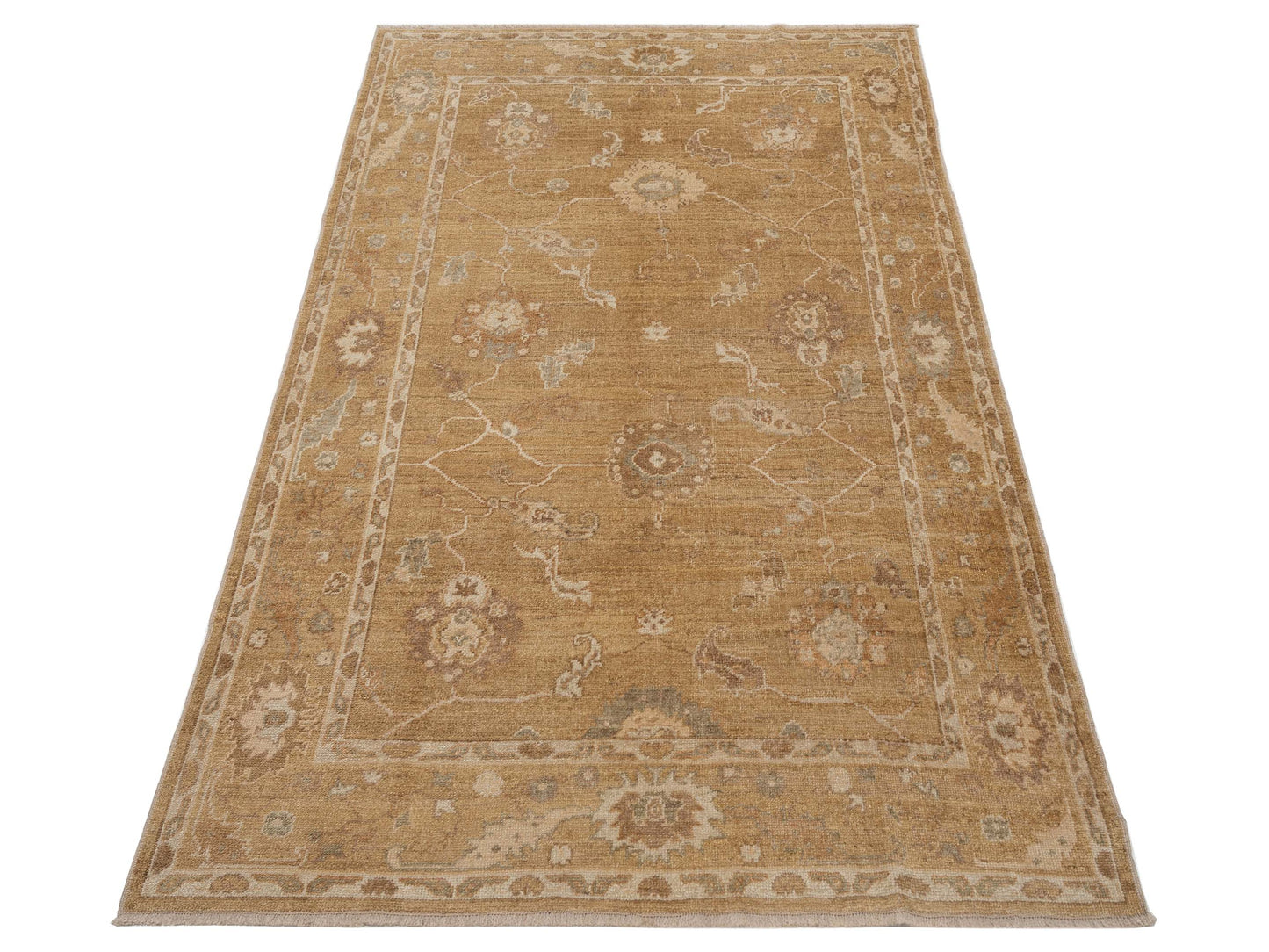 Angora Oushak 117864 Green Green 6.4x10.1 Hand Knotted Rug