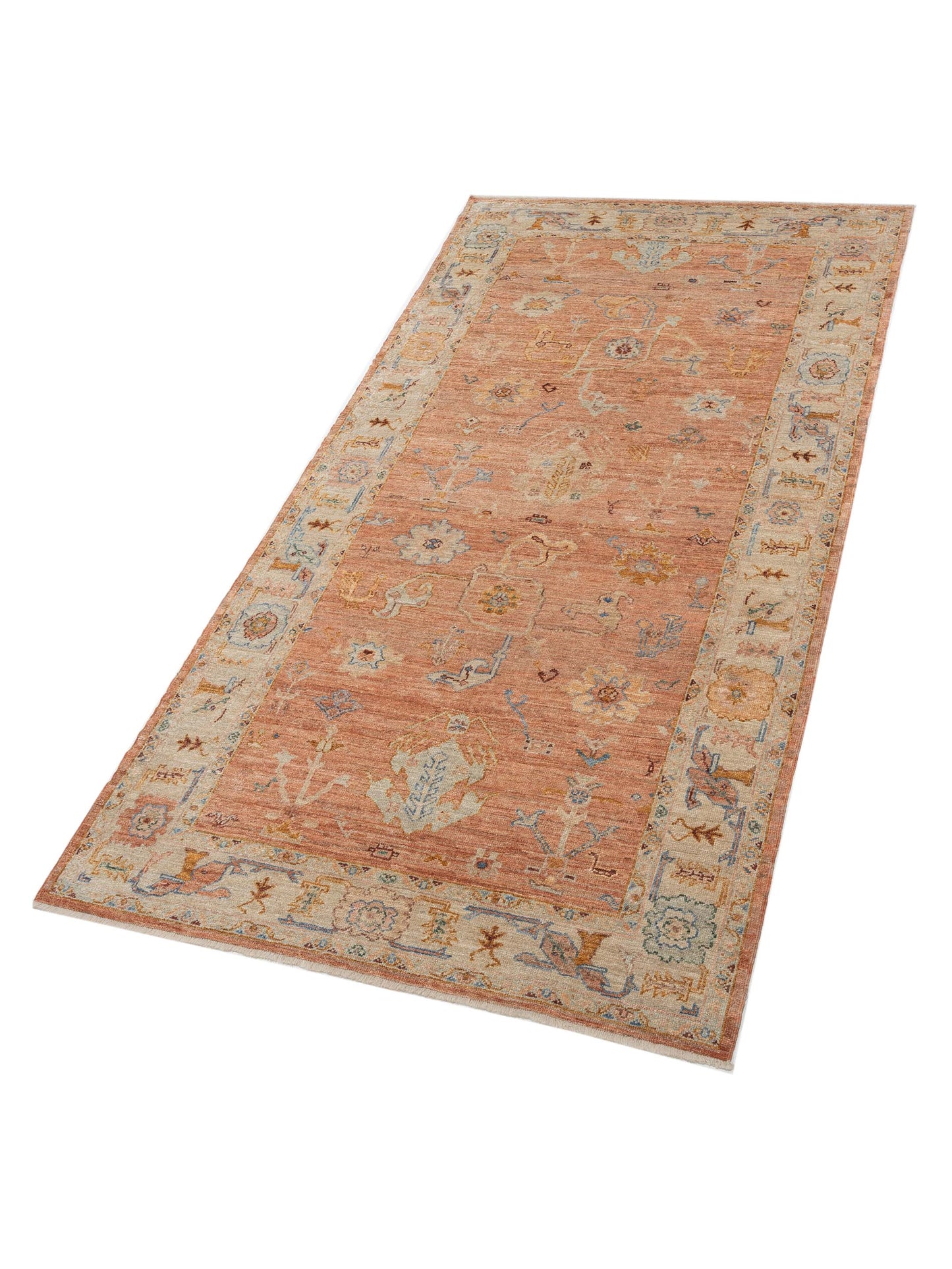 Angora Oushak 144586 Pink Ivory 6.4x12.3 Hand Knotted Rug