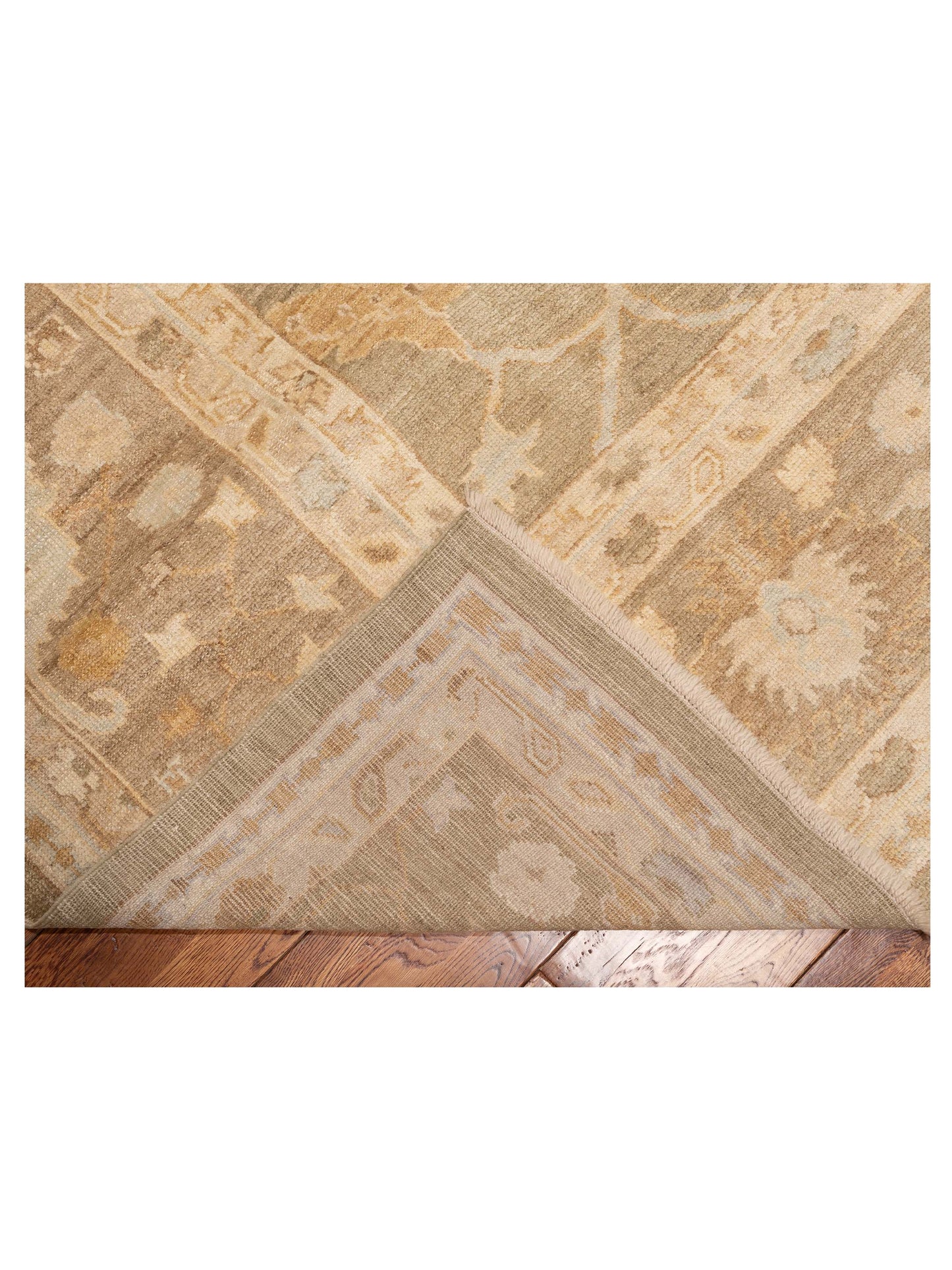 Angora Oushak 129073 Green Brown 13.5x16.8 Hand Knotted Rug
