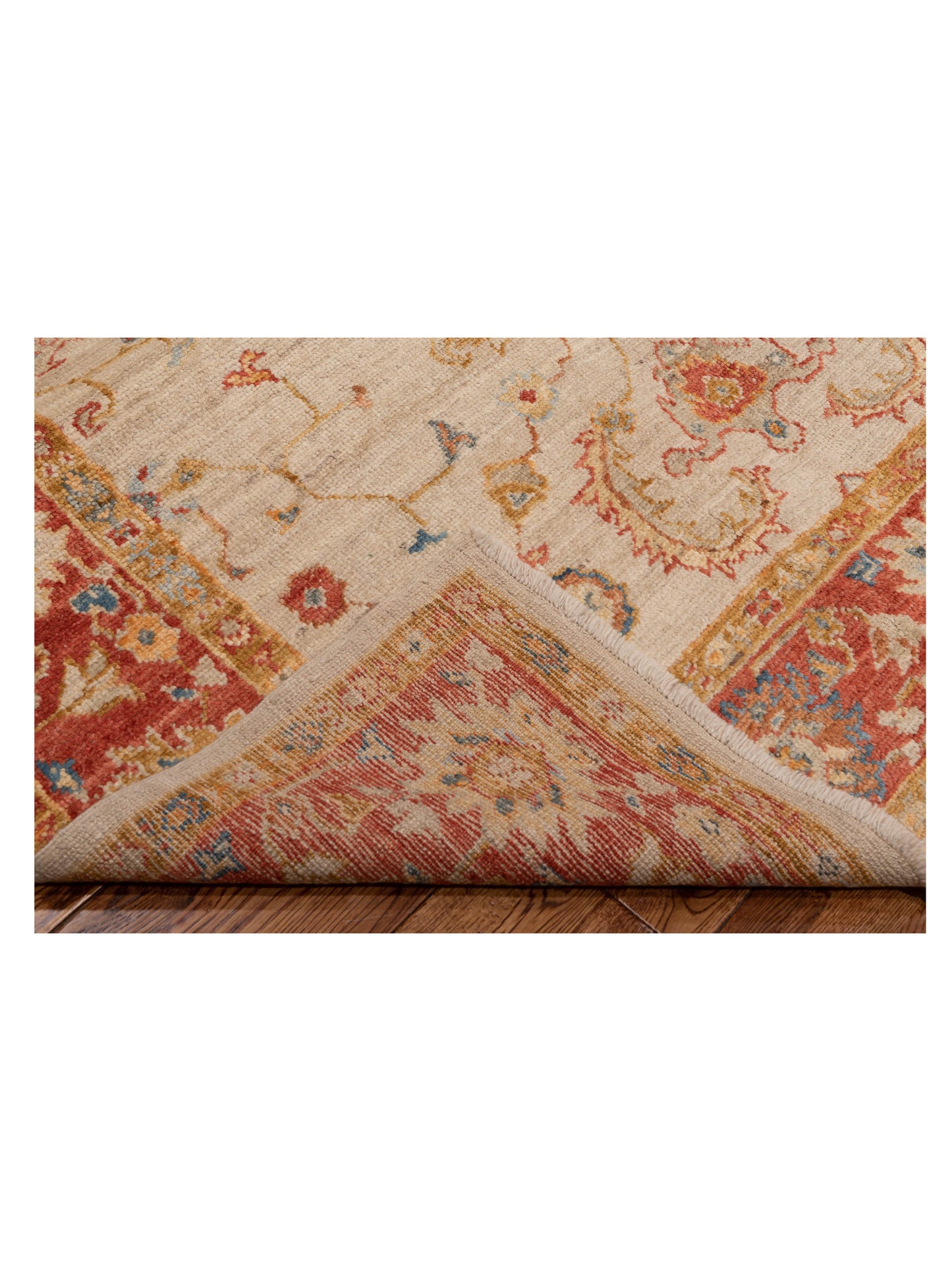 Angora Oushak 128442 Ivory Red 6.2x11.9 Hand Knotted Rug
