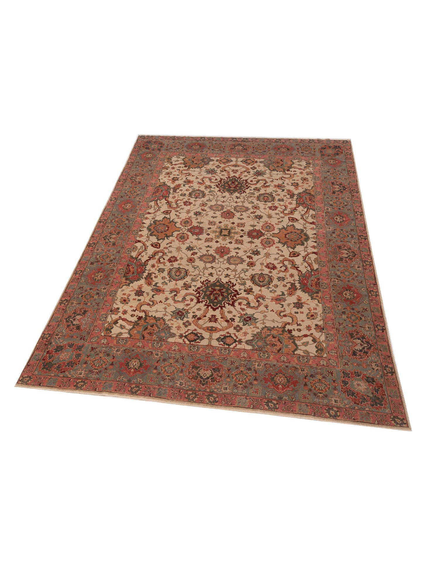 Antique Loom 104377 Beige Green 9.4x12.9 Hand Knotted Rug