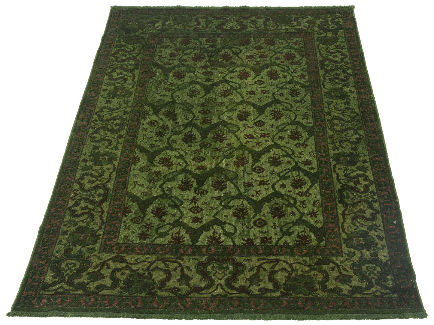 Vintage 108172 Green 5.1x7.6 Hand Knotted Rug