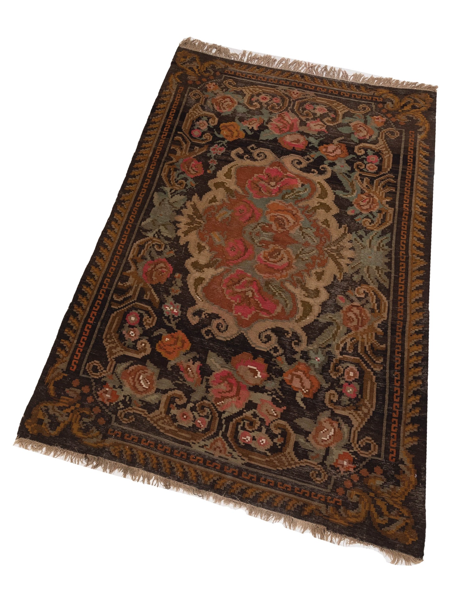 Old Basserabian Kilim 80439 Black 6.5x10.5 Hand Woven Rug