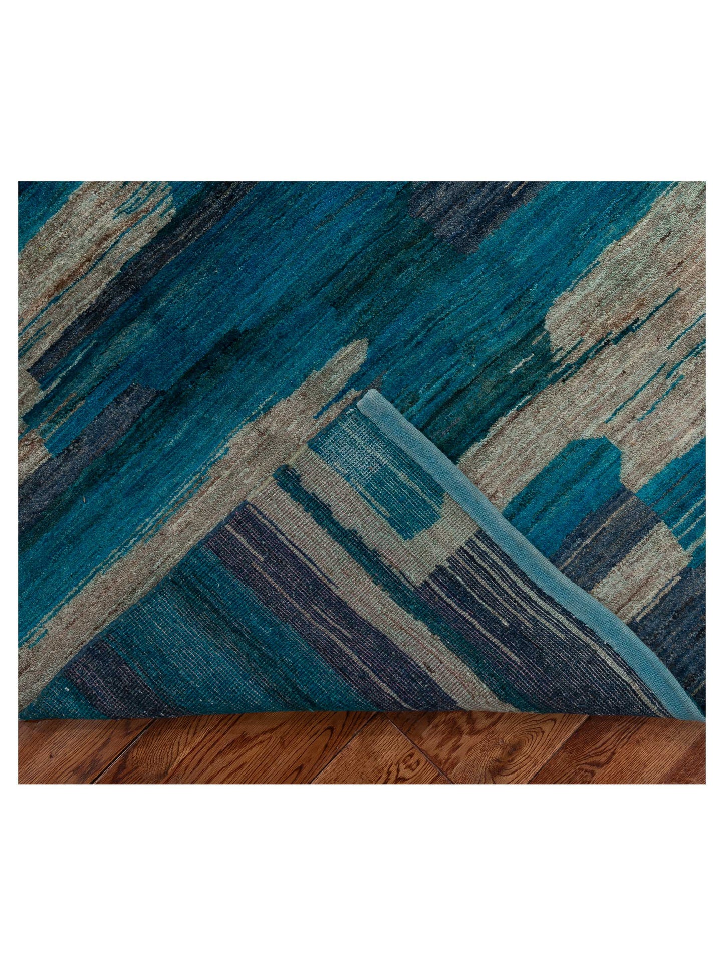 Tibetino 154014 Blue Beige 5x6.6 Hand Knotted Rug