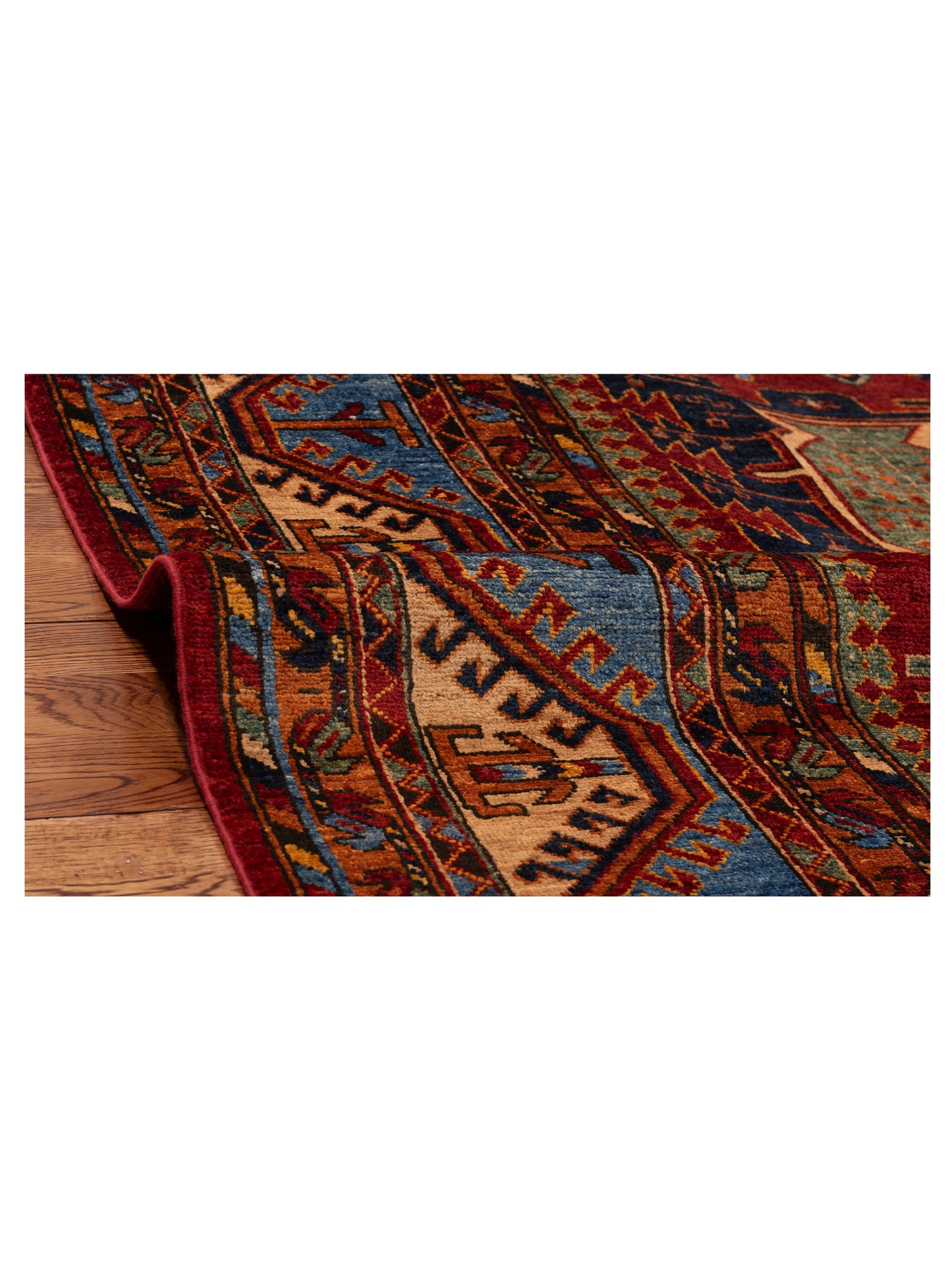Artisan Kazak 151860 Red Blue 8.3x9.11 Hand Knotted Rug