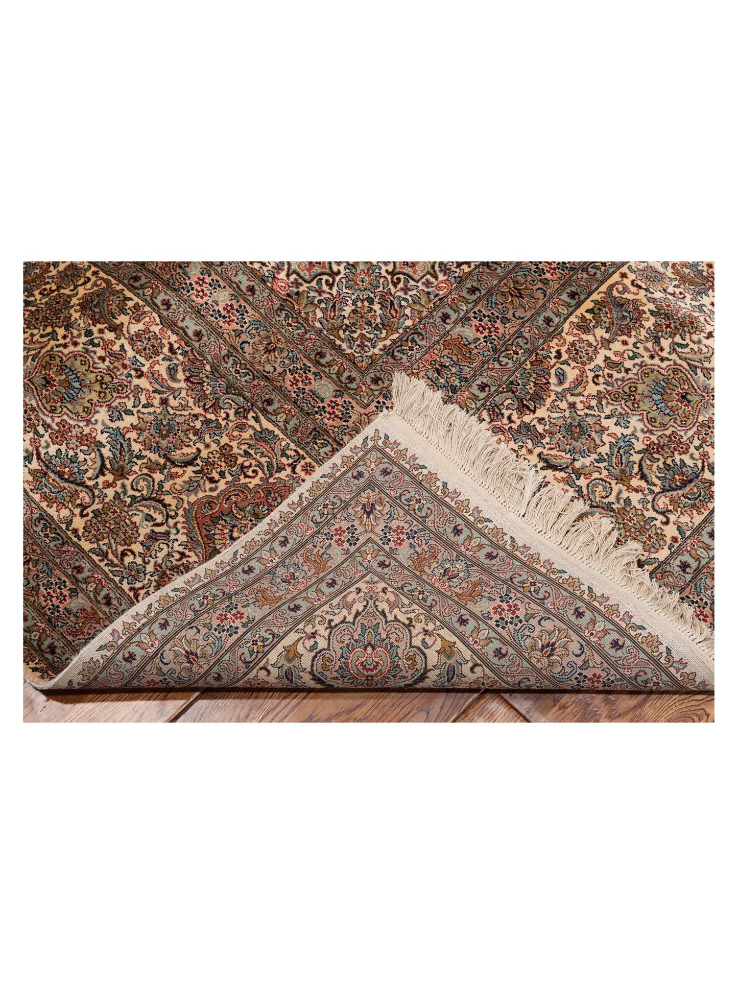 Pure Silk 113229 Ivory Ivory 9.1x12.6 Hand Knotted Rug