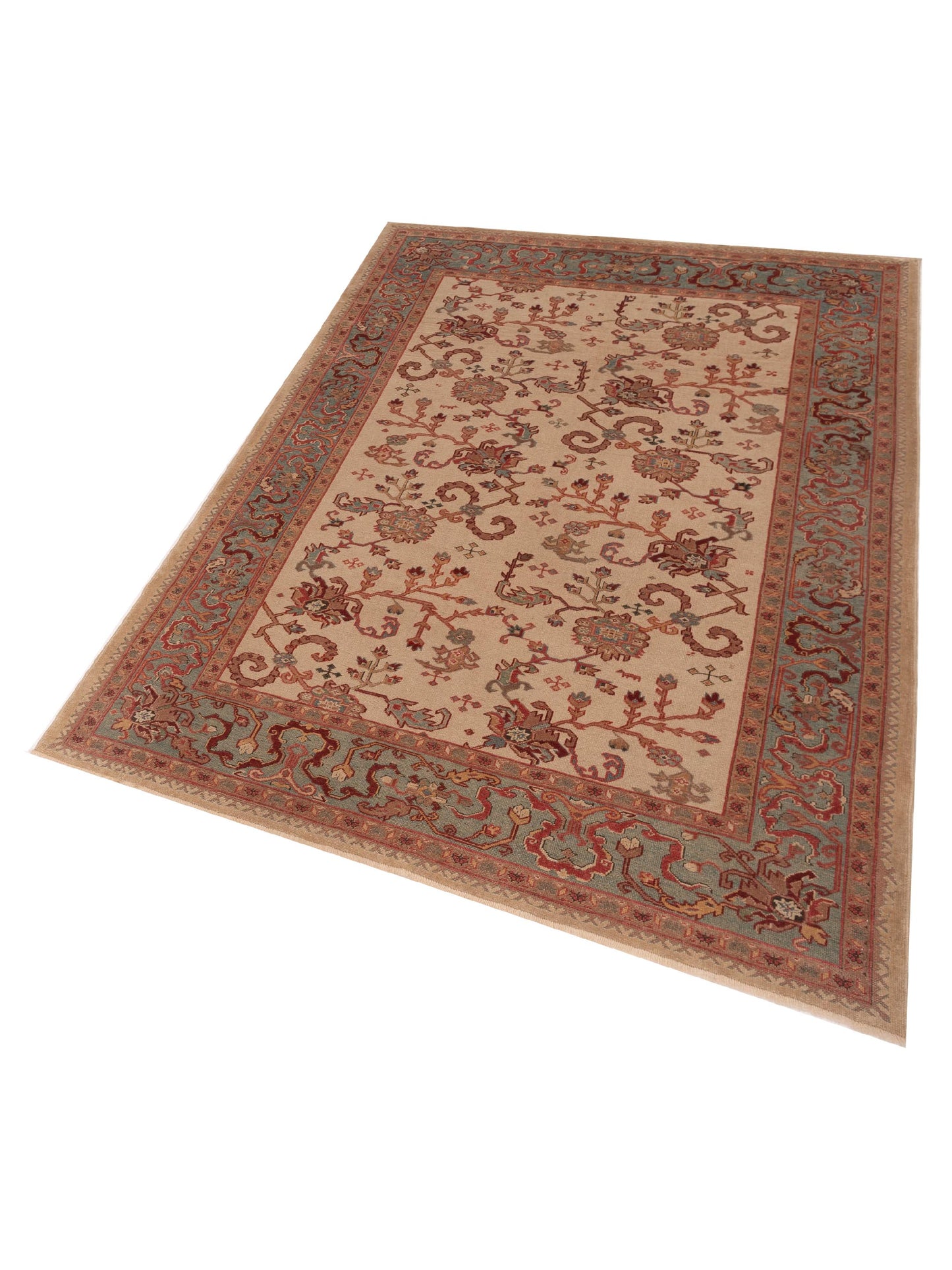 Antique Loom 147466 Ivory Blue 6.10x9.1 Hand Knotted Rug