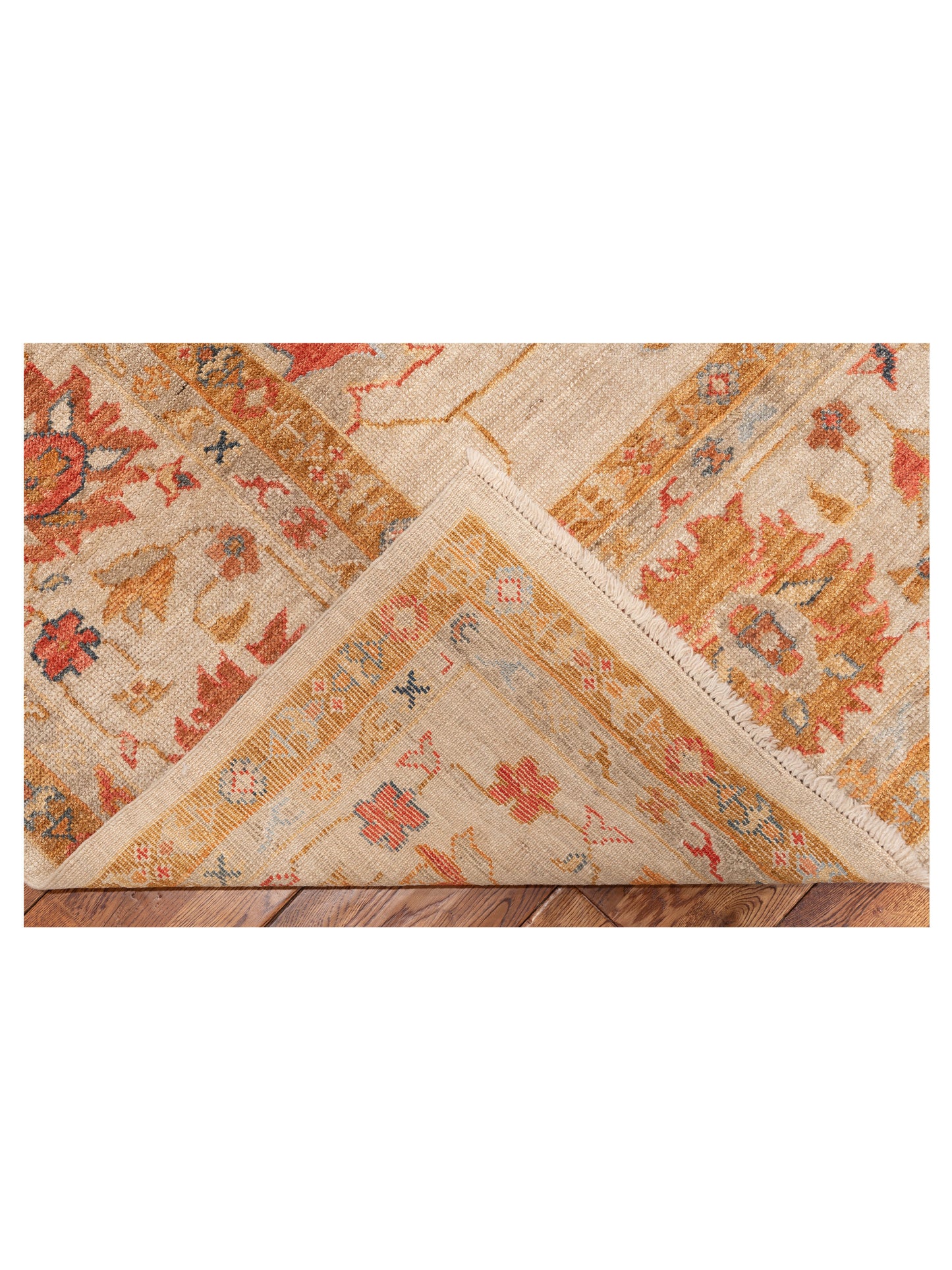 Angora Oushak 145863 Ivory Ivory 11.8x15.2 Hand Knotted Rug