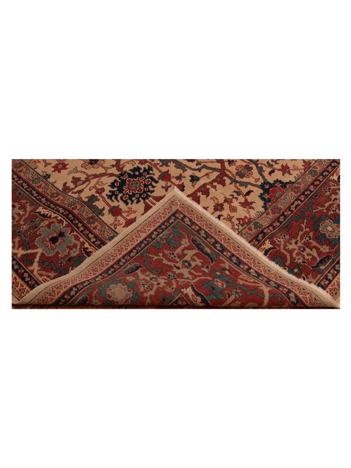 Antique Loom 147365 Ivory Red 6.7x6.7 Hand Knotted Rug