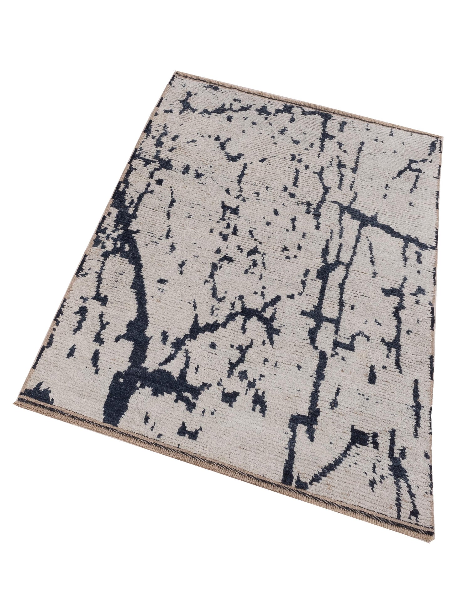 Atlas 150434 Ivory Black 4x6.3 Hand Knotted Rug