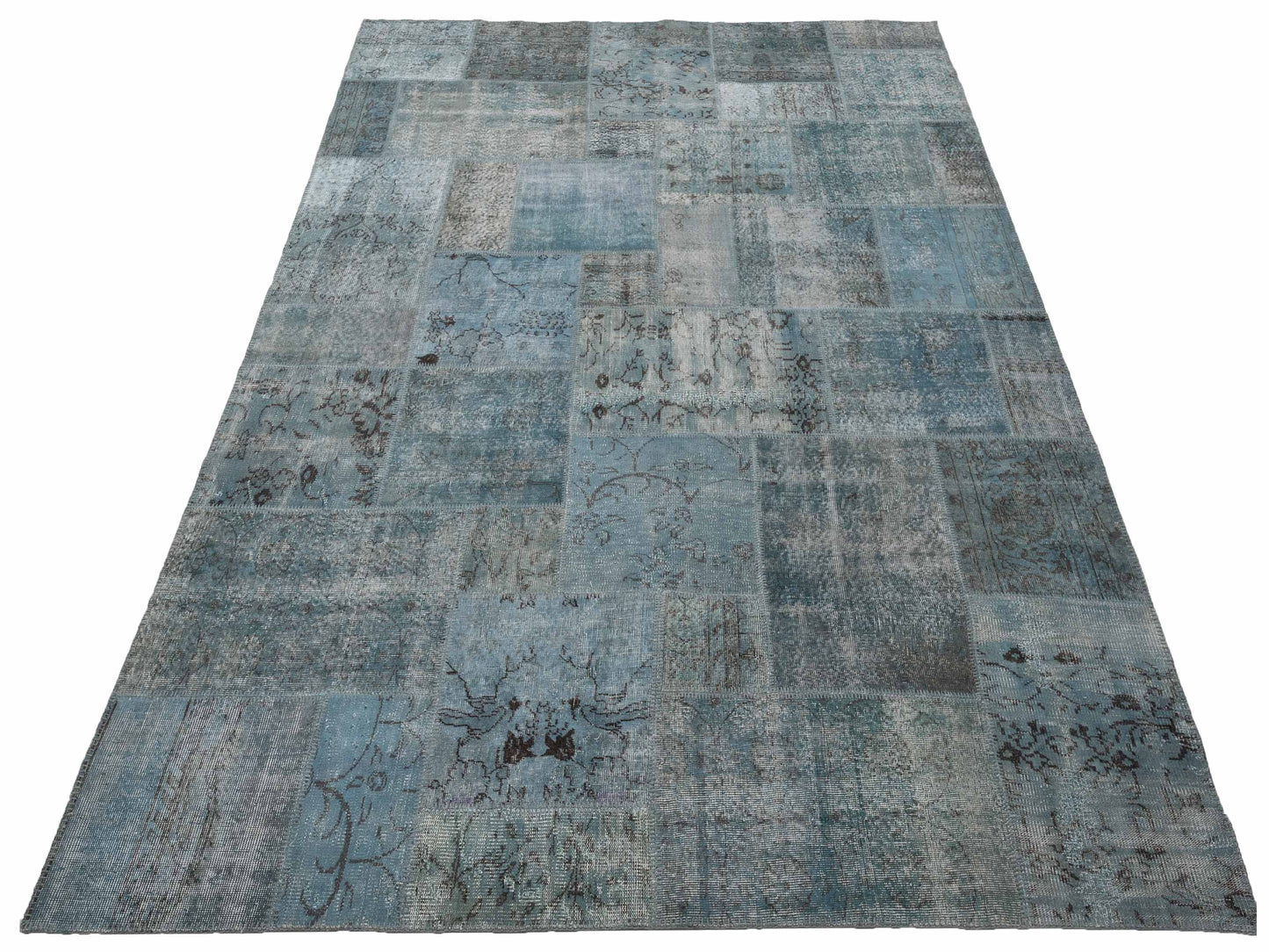 Turkish Vestige Patchwork 142813 Blue 8.2x11.6 Hand Knotted Rug