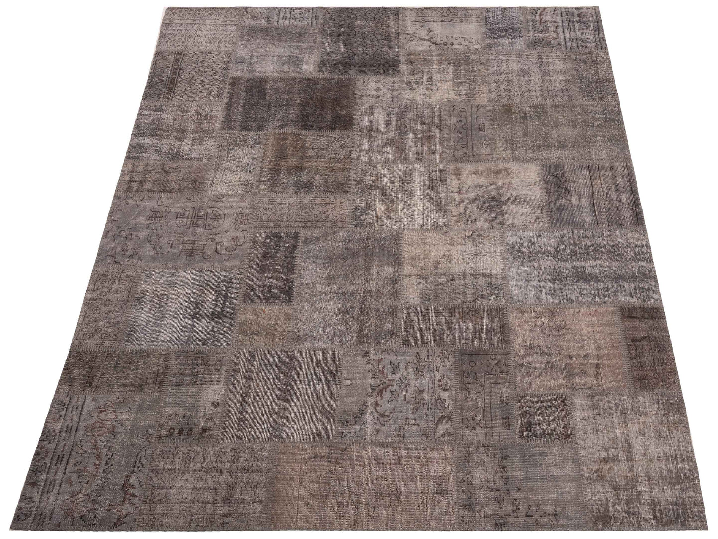 Turkish Vestige Patchwork 129768 Gray 9.1x12.1 Hand Knotted Rug