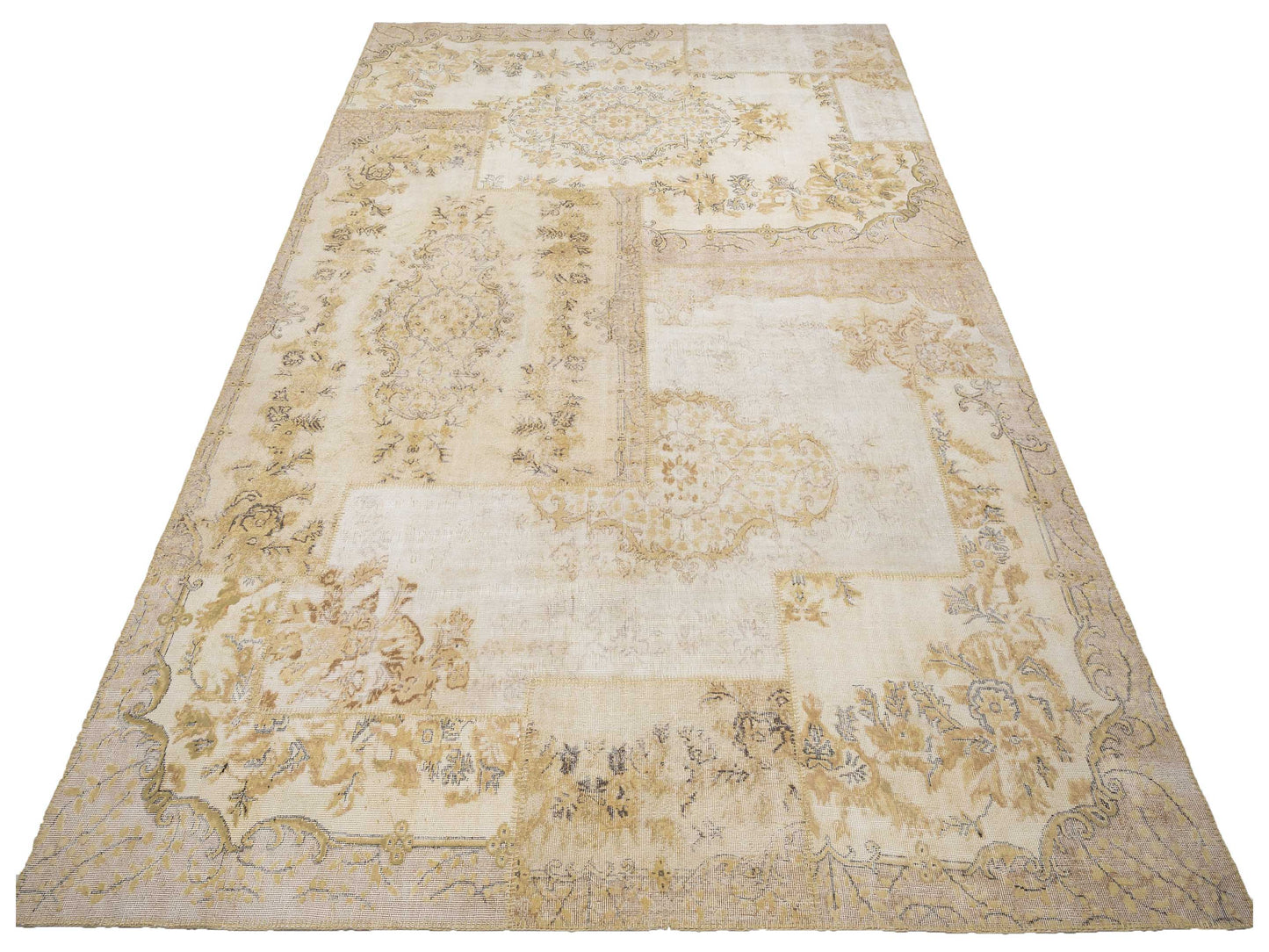 Turkish Vestige Patchwork 146035 Light Green 10.1x13.11 Hand Knotted Rug
