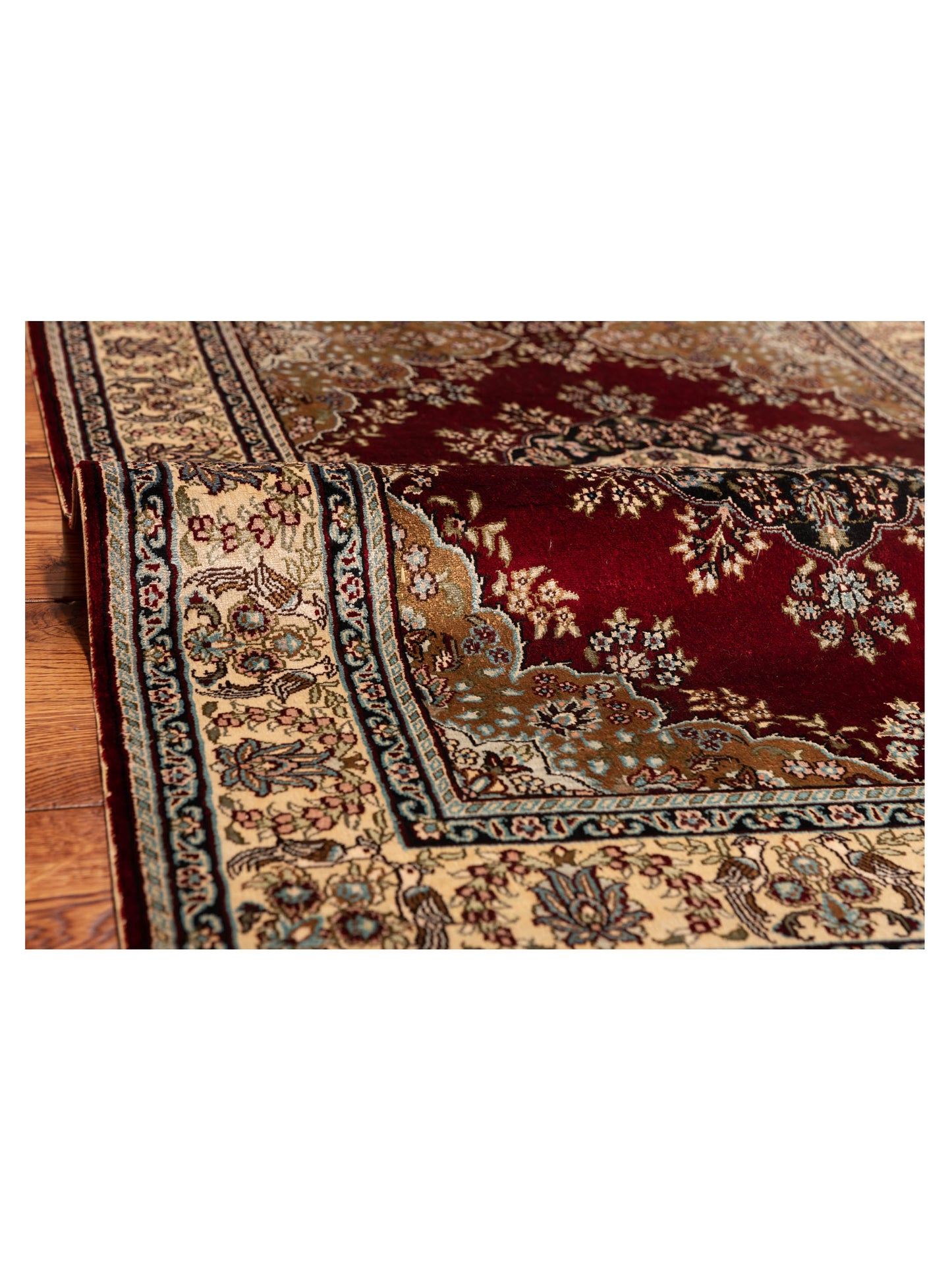 Pure Silk 118060 Red Ivory 2.7x10 Hand Knotted Rug