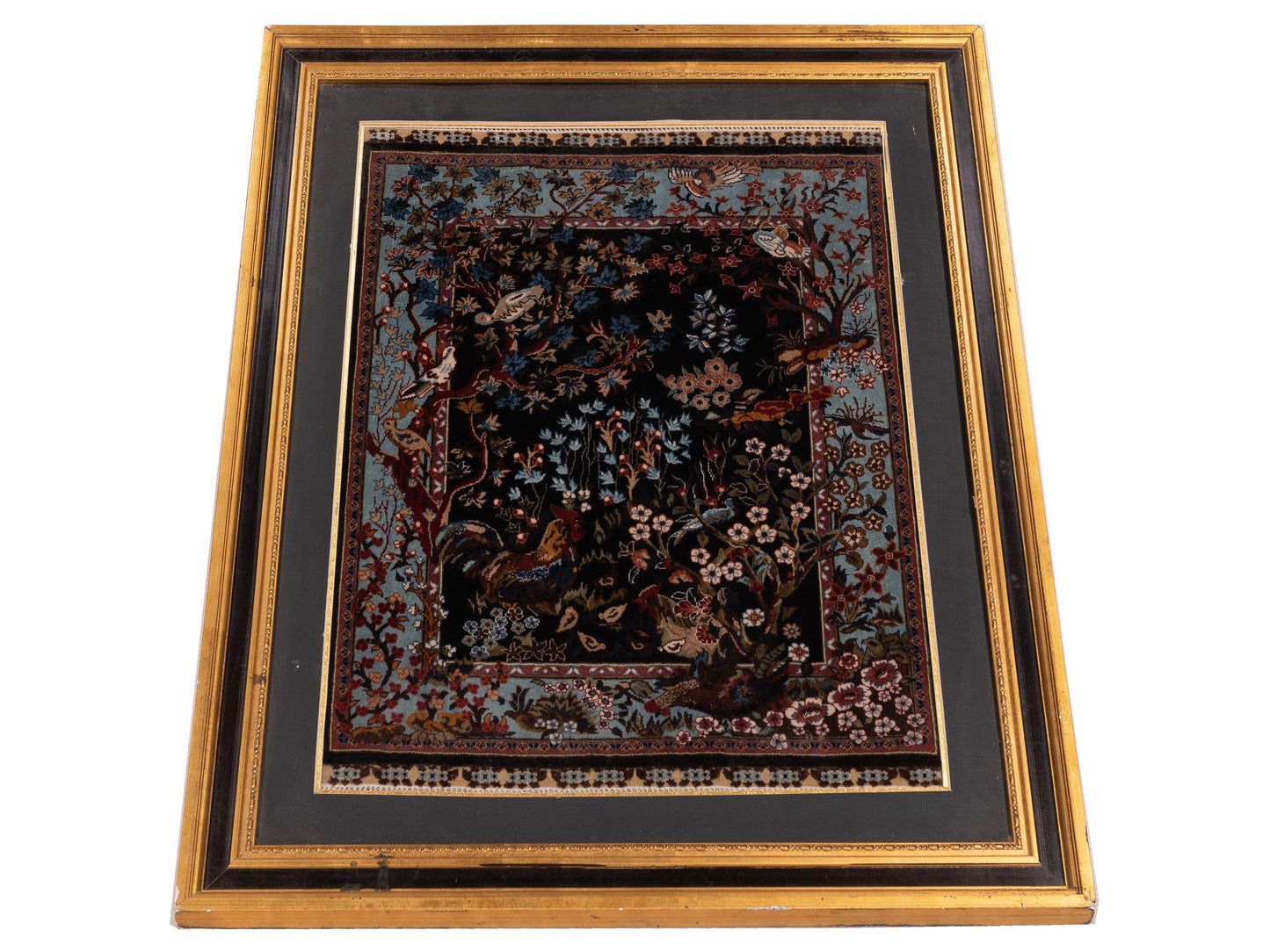 Pure Silk 109126 Black Blue 1.8x2.2 Hand Knotted Rug
