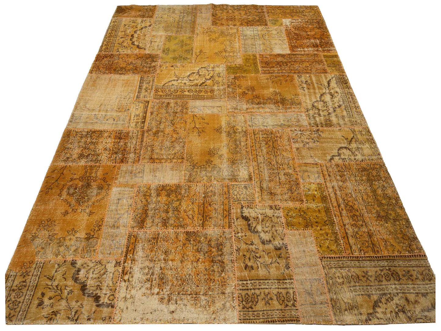 Turkish Vestige Patchwork 108896 Yellow 9.10x13.2 Hand Knotted Rug