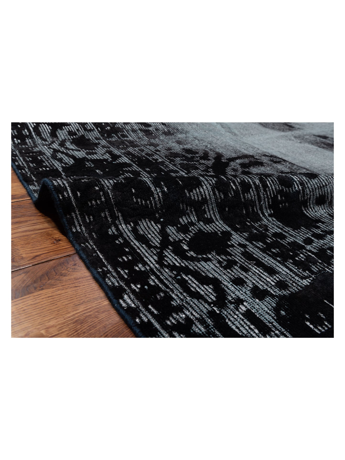 Vintage 122346 Silver Black 7.11x11.7 Hand Knotted Rug